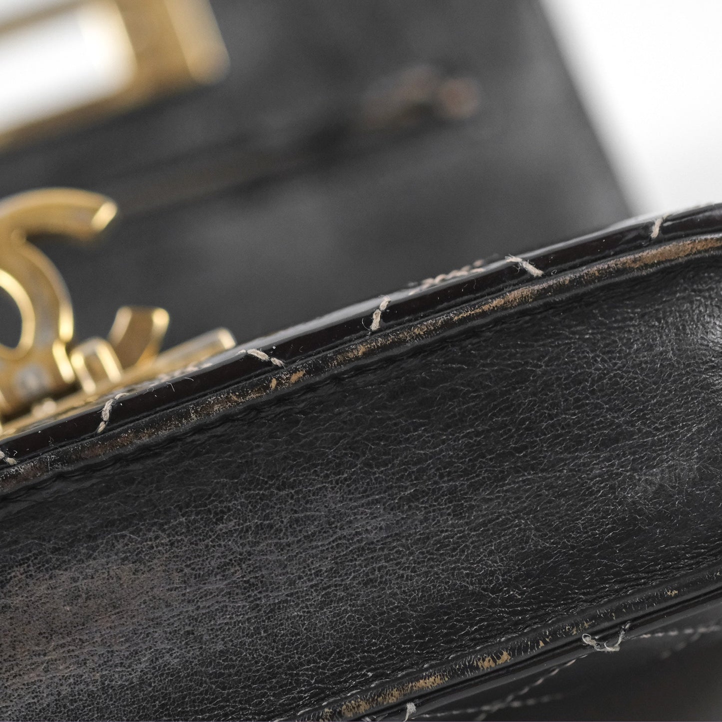 Chanel Golden Class Wallet On Chain WOC Black Patent Gold Hardware