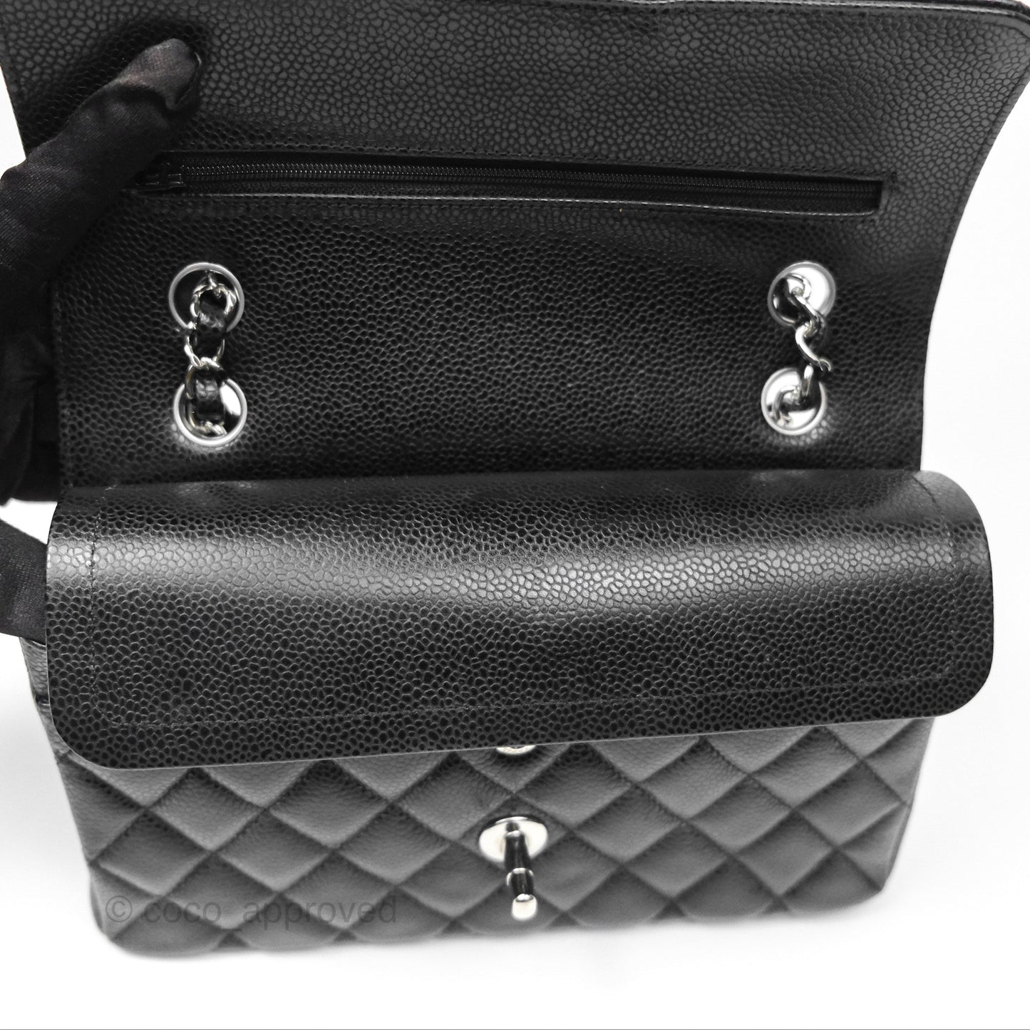 Chanel Small Classic Flap Quilted Black Caviar Silver Hardware