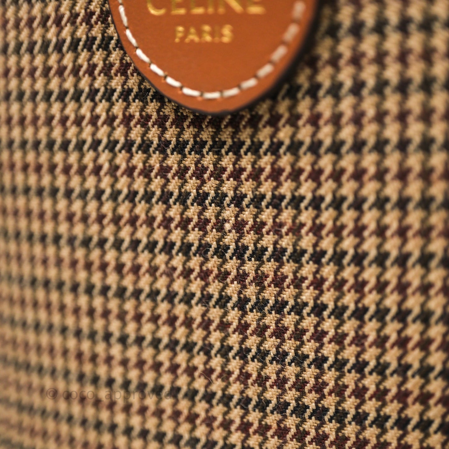 Celine Small Brown Houndstooth Boston Cuir Triomphe Tan Smooth Calfskin Bag