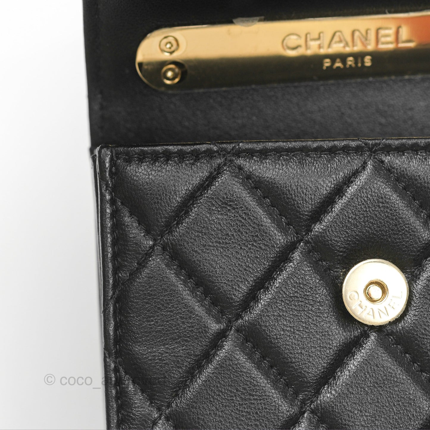 Chanel Top Handle Clutch with Chain Black Lambskin Gold Hardware 22A