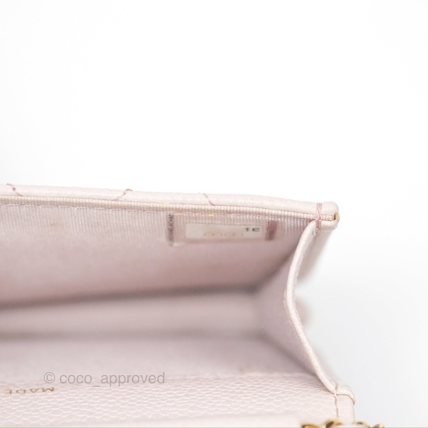 Chanel Miss Coco Clutch With Chain Quilted Lilac Pink Caviar Gold Hardware