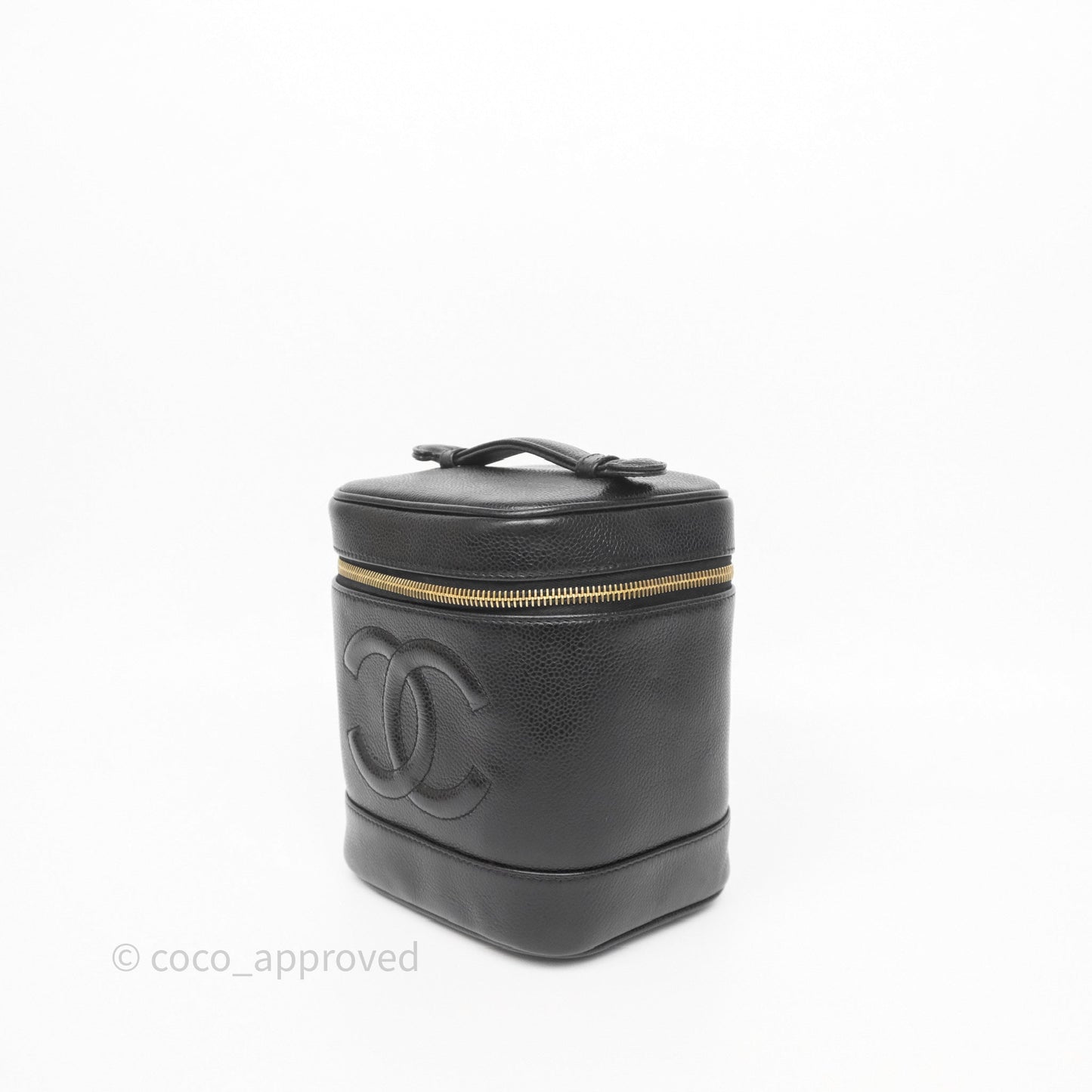 Chanel Vintage Vanity Case Black Caviar Gold Hardware