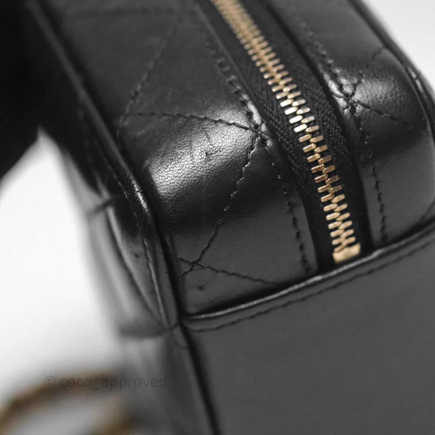 Chanel Top Handle Vanity Case Black Lambskin Aged Gold Hardware 22A