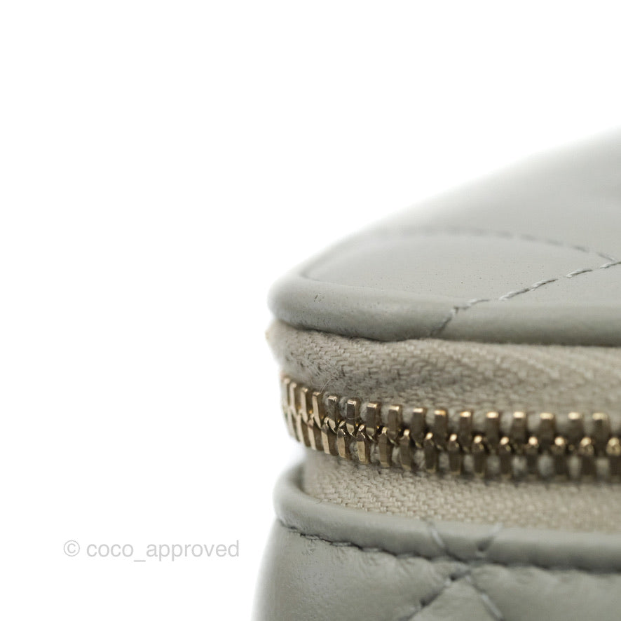 Chanel Vanity with Resin Chain Grey Lambskin Gold Hardware