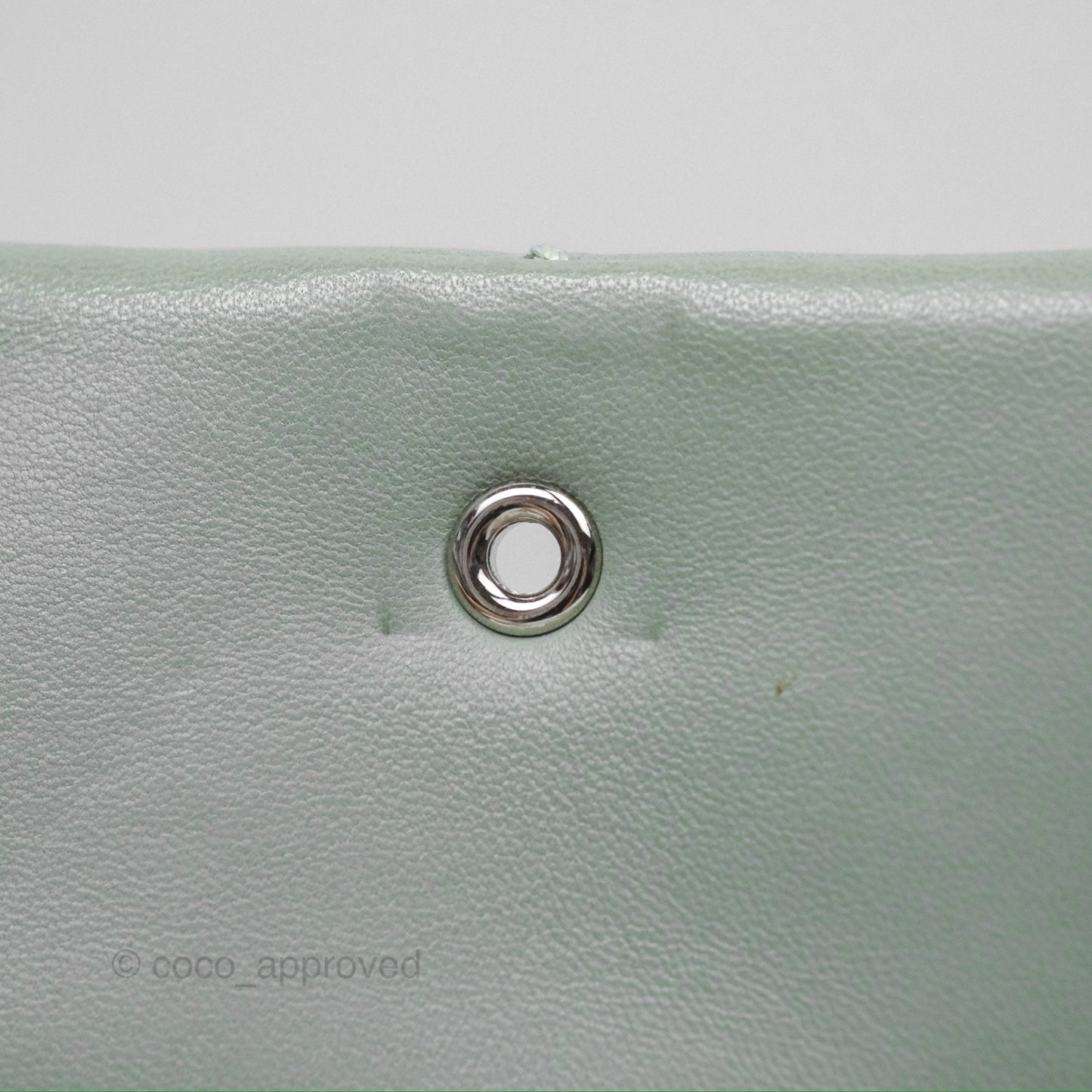 Chanel CC East West Flap Bag Lambskin Mint Green Silver Hardware