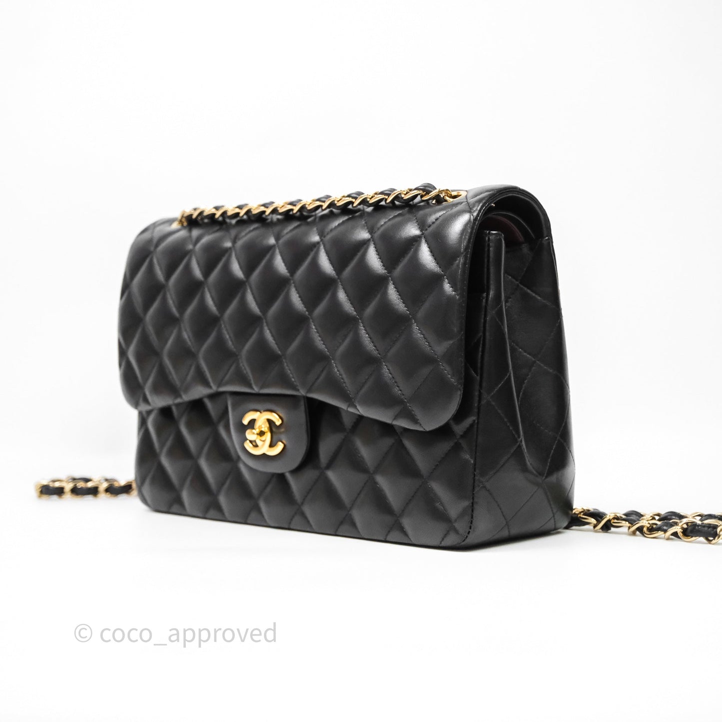 Chanel Classic Jumbo Double Flap Black Lambskin Bag Gold Hardware