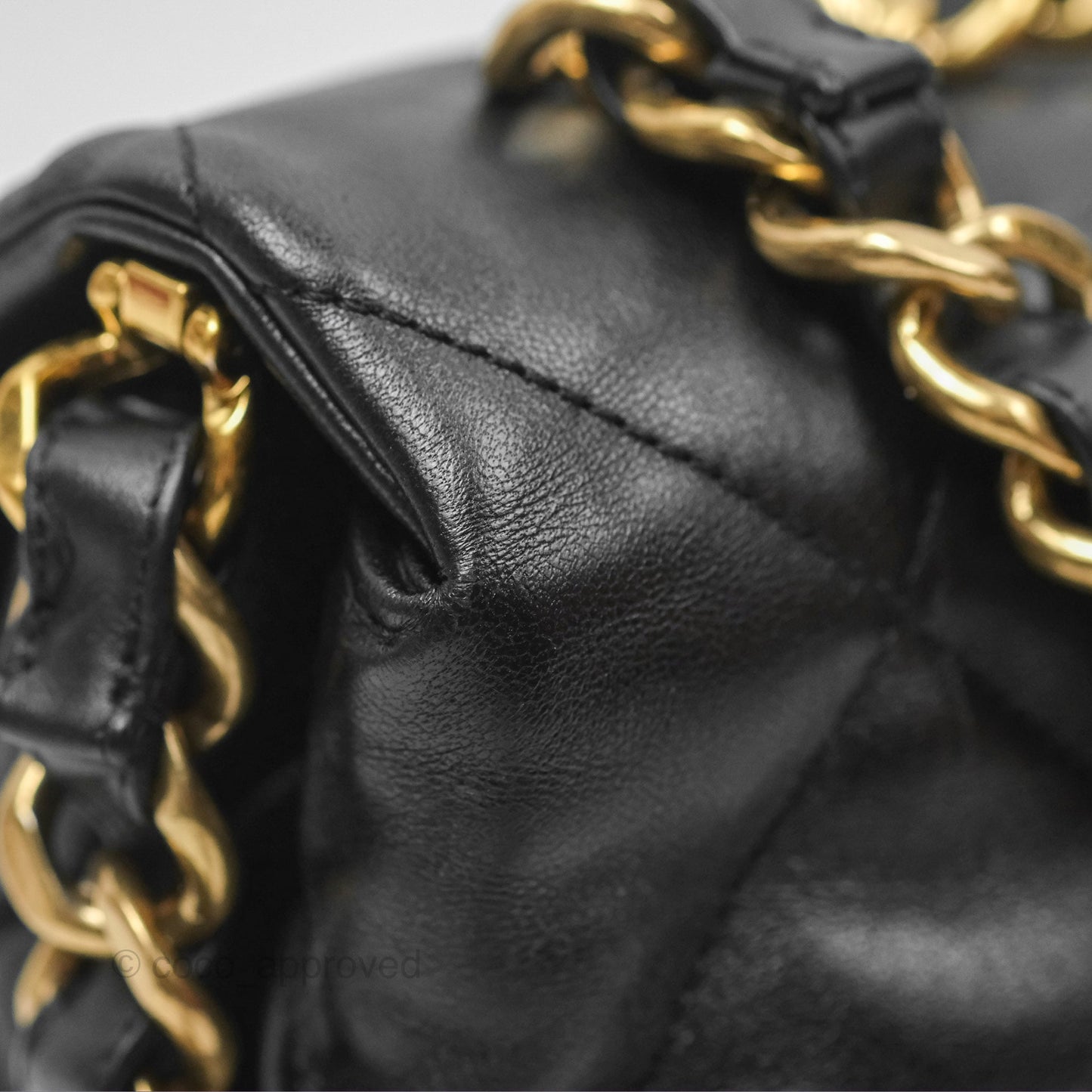 Chanel Chain Handle Flap Bag Black Goatskin Gold Hardware