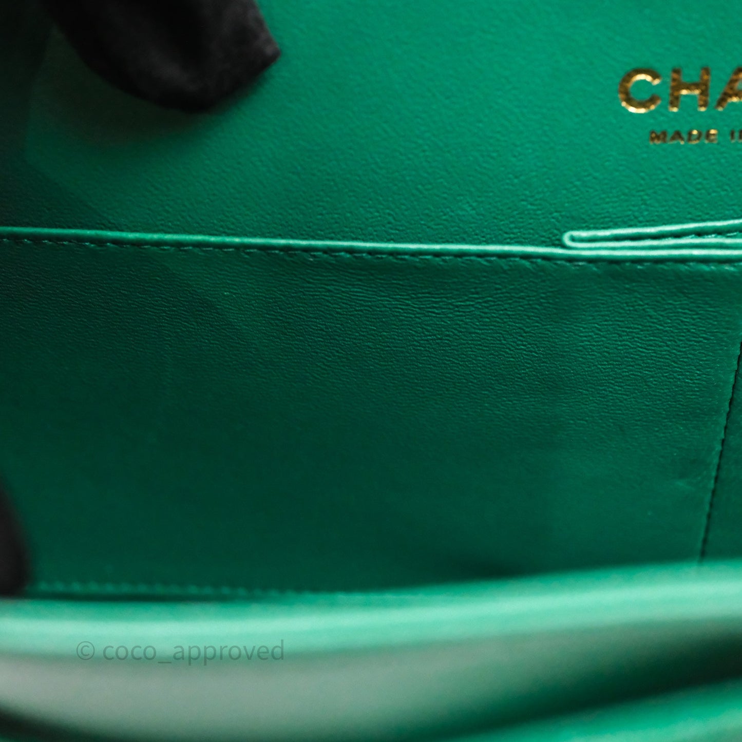 Chanel Classic M/L Medium Flap Quilted Green Lambskin Gold Hardware