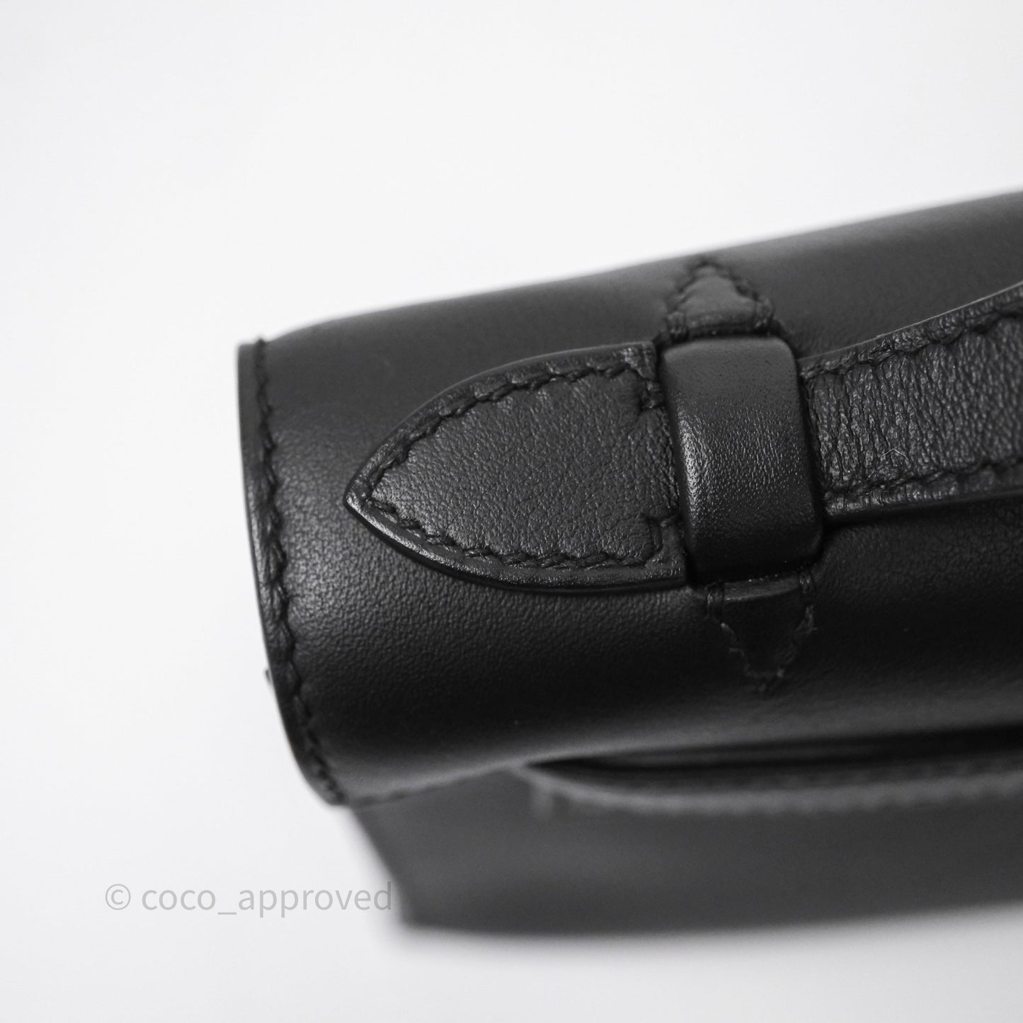Hermès Kelly Pochette Clutch Black Swift Palladium Hardware
