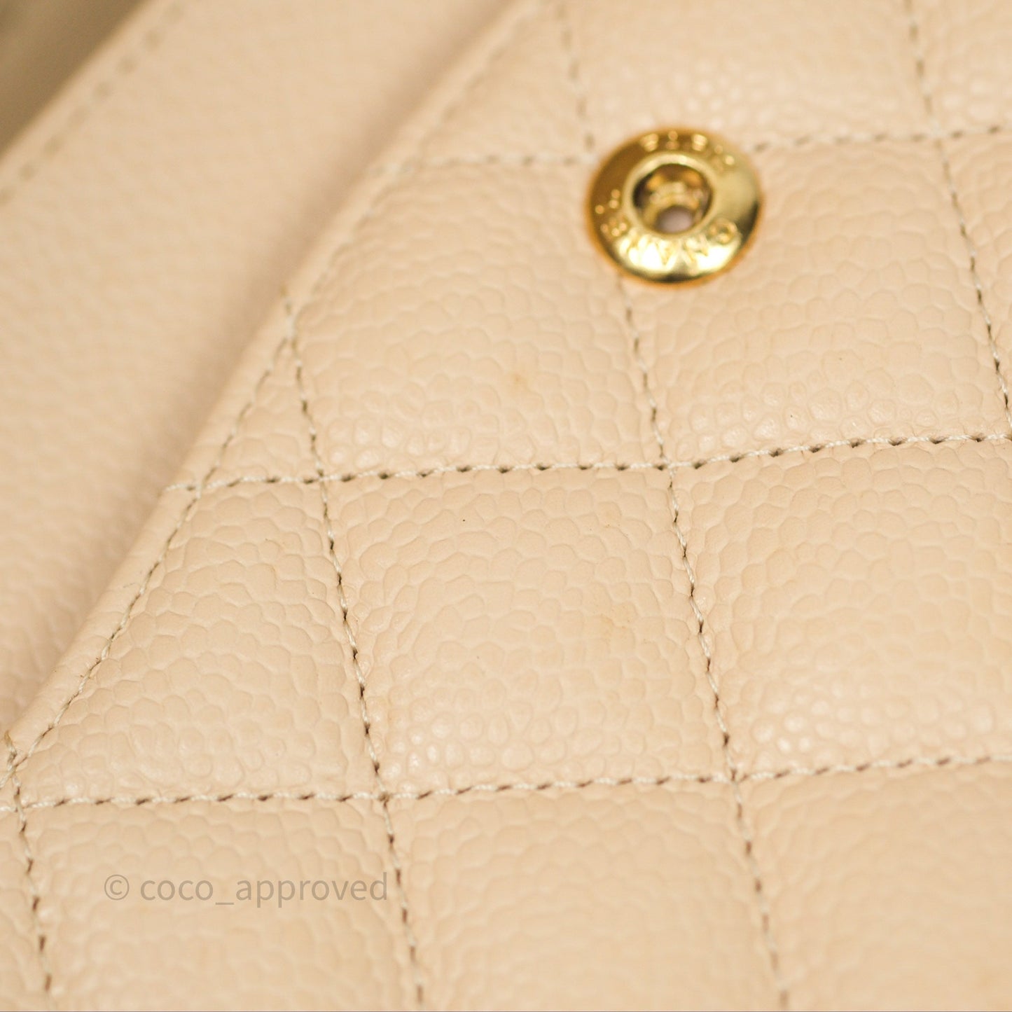 Chanel M/L Medium Classic Flap Quilted Beige Caviar Gold Hardware