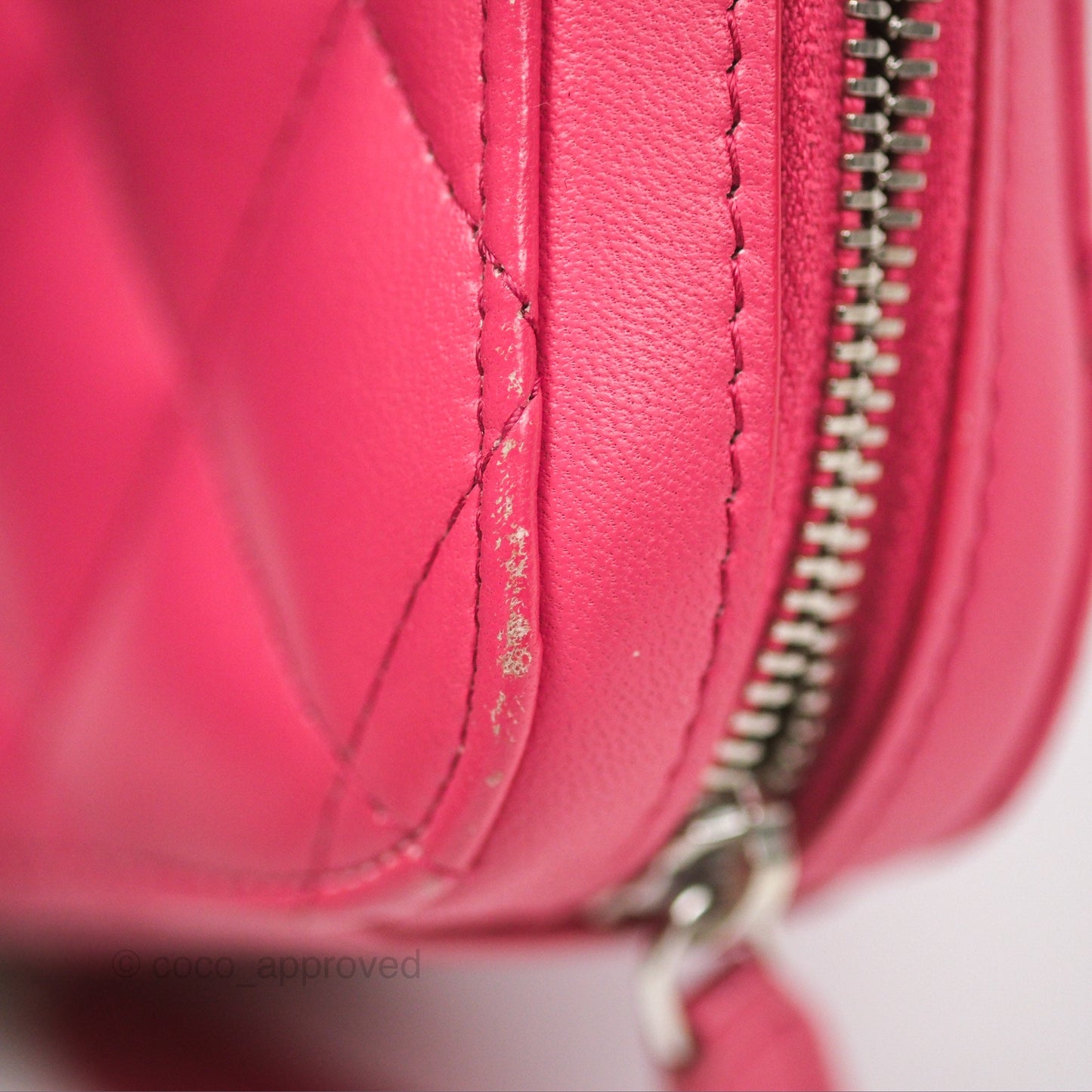 Chanel Quilted Phone Holder Pink Lambskin Silver Hardware