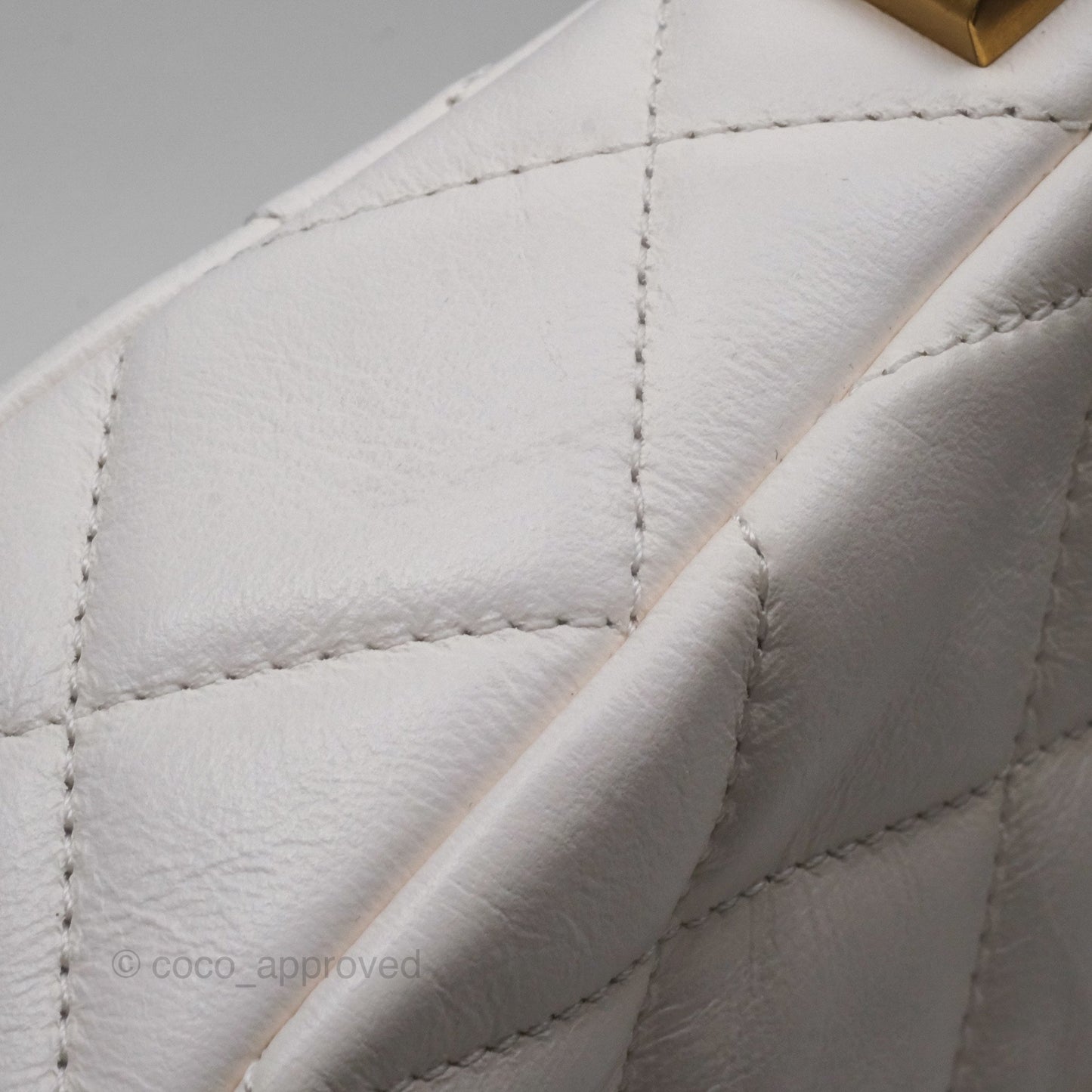 Chanel Hobo Bag White Aged Calfskin Aged Gold Hardware