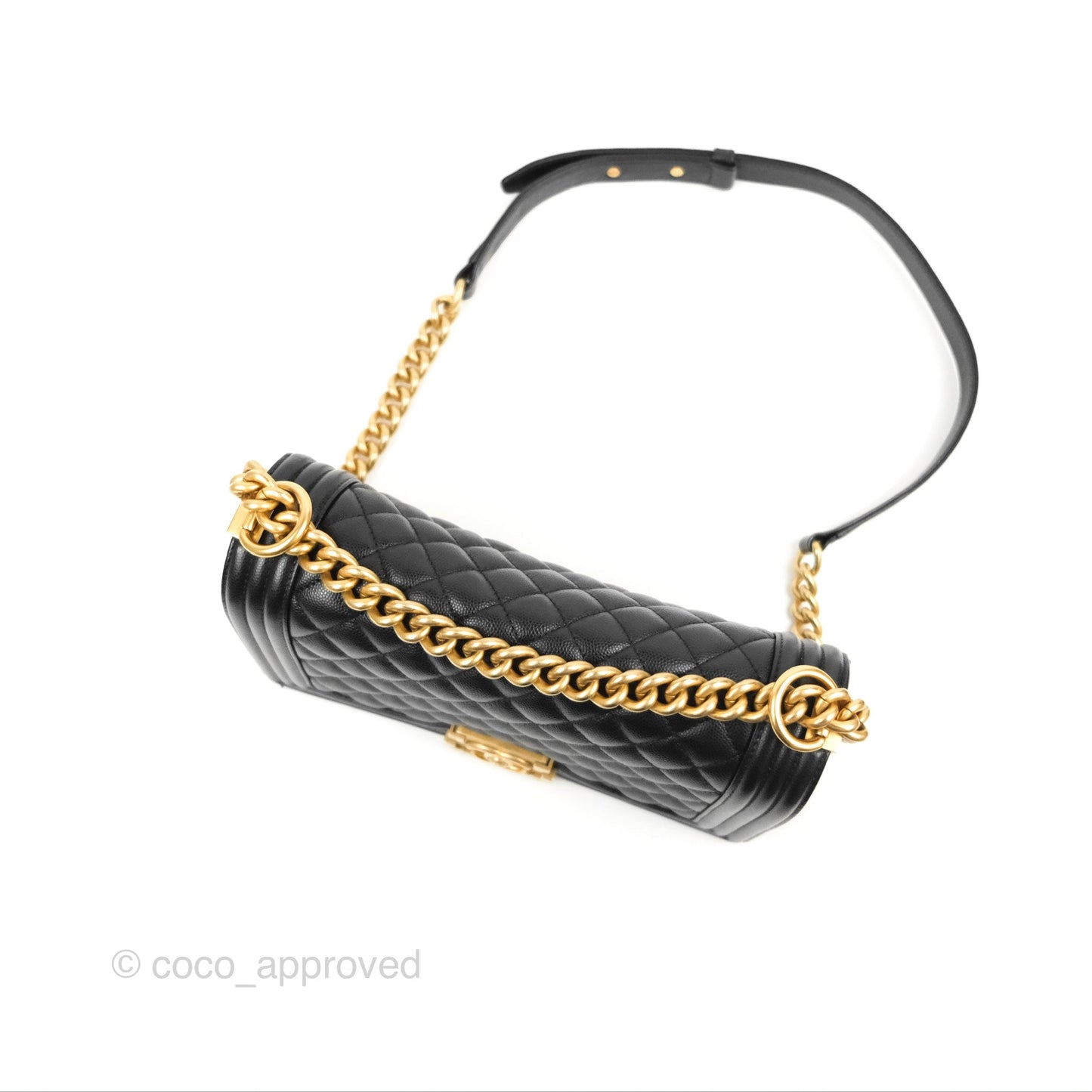 Chanel Quilted Medium Boy Black Caviar Aged Gold Hardware