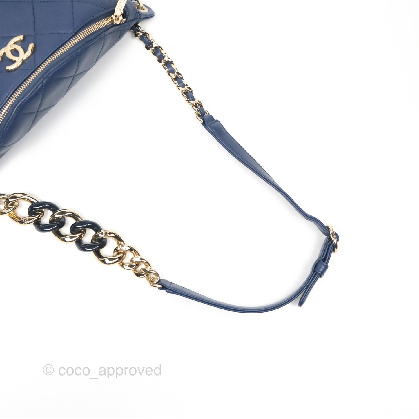 Chanel Resin Bi-Color Chain Belt Bag Navy Lambskin Gold Hardware