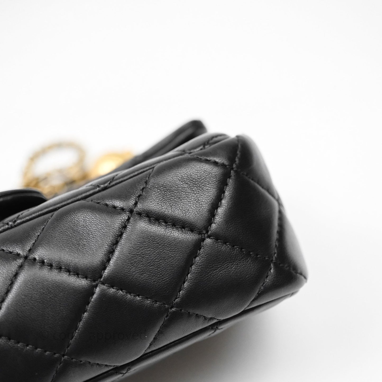 Chanel Mini Rectangular Pearl Crush Quilted Black Lambskin Aged Gold Hardware