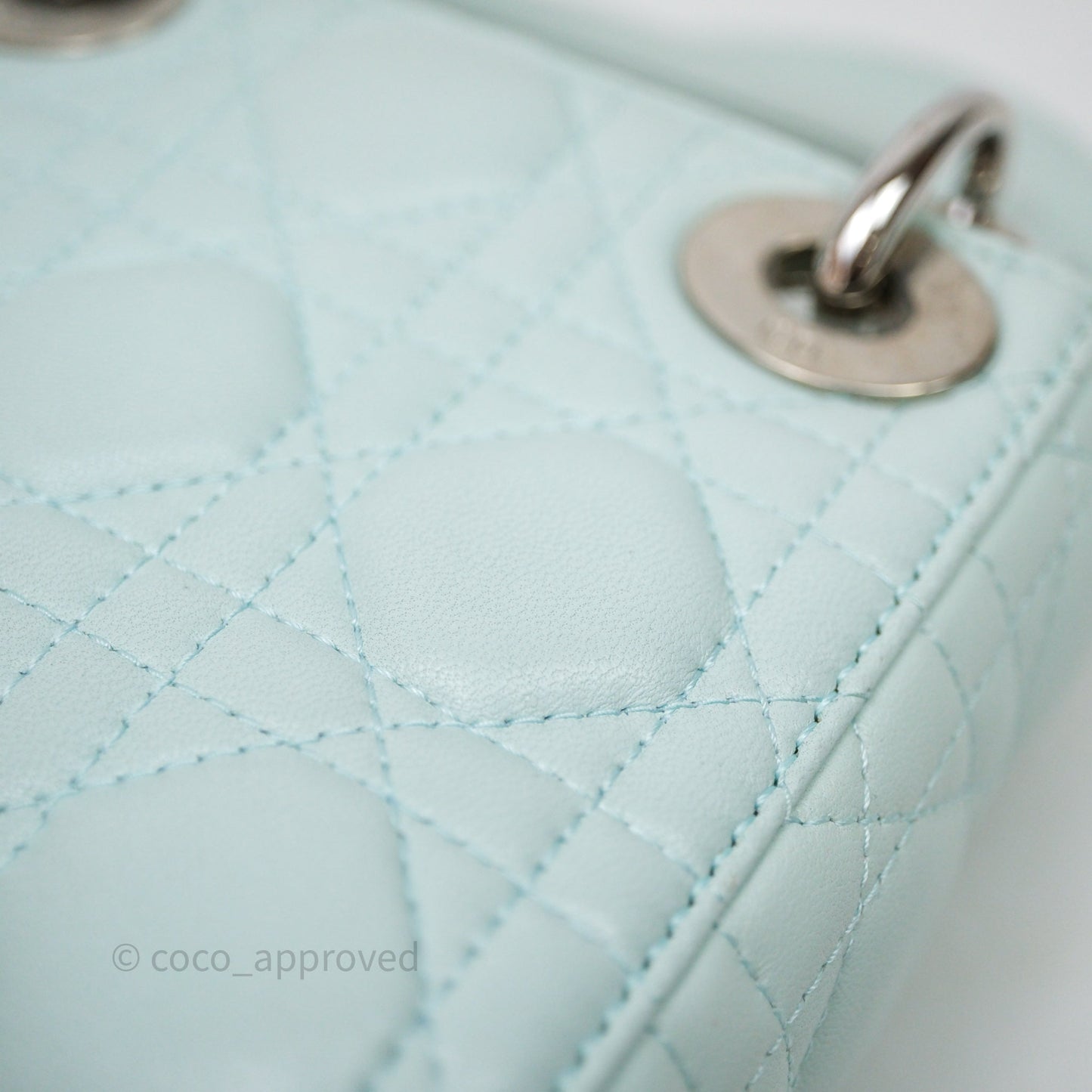 Christian Dior Mirco Lady Dior Cannage Calfskin Light Green Matte