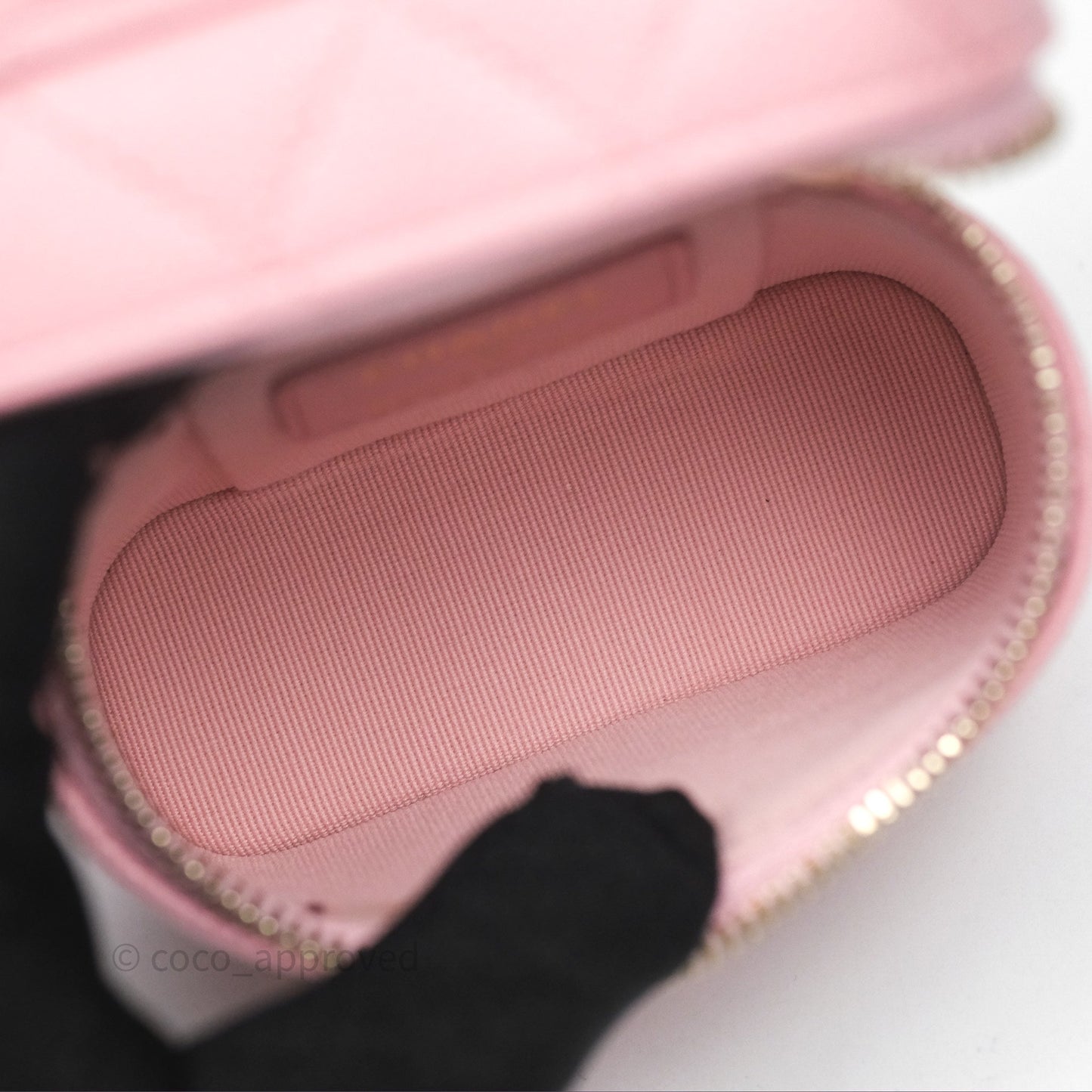 Chanel Quilted Mini Handle With Care Vanity Case With Chain Pink Caviar Gold Hardware