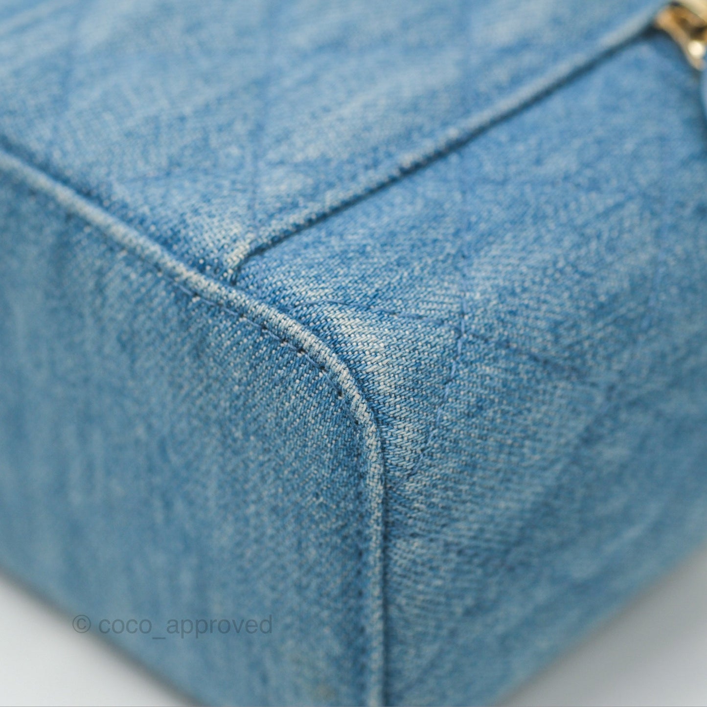 Chanel Mini Pearl Crush Vanity With Chain Denim Aged Gold Hardware