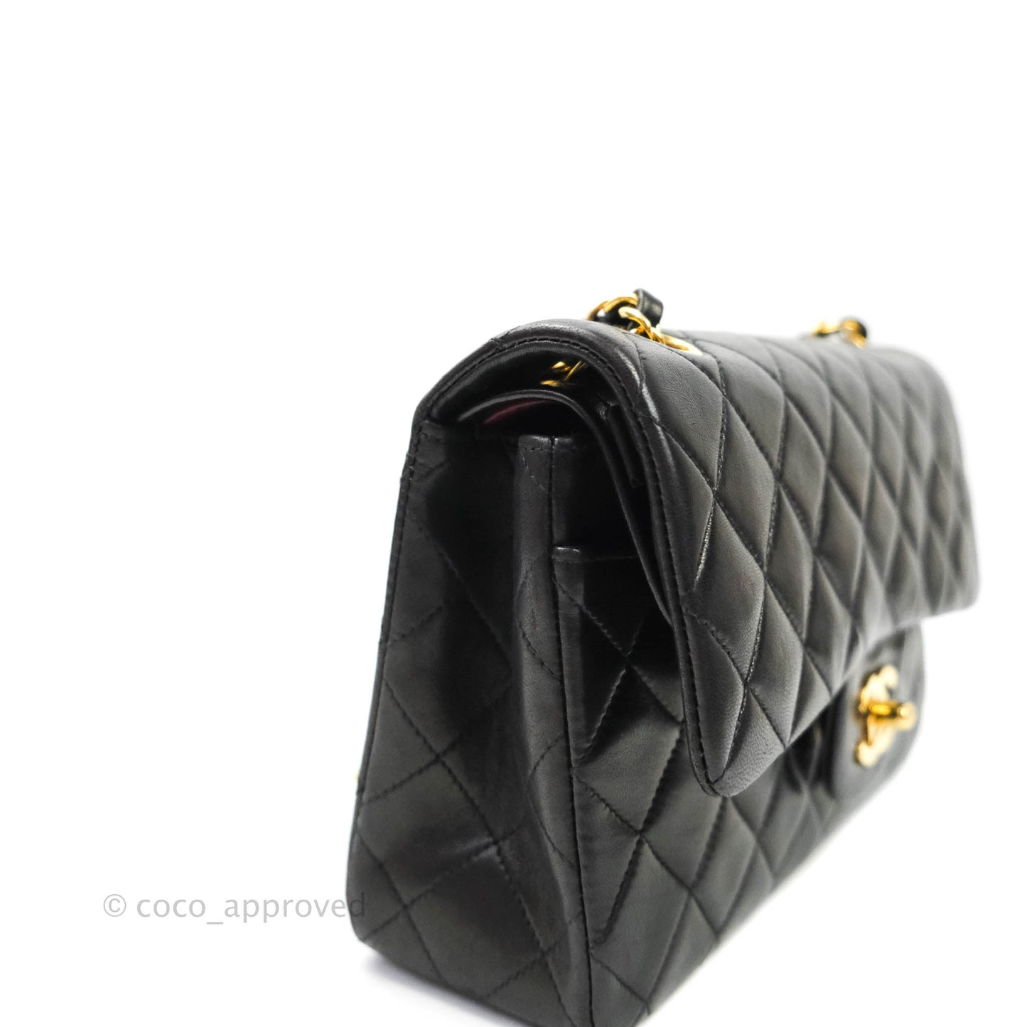 Chanel Classic Vintage Small S/M Flap Black Lambskin 24K Gold Hardware
