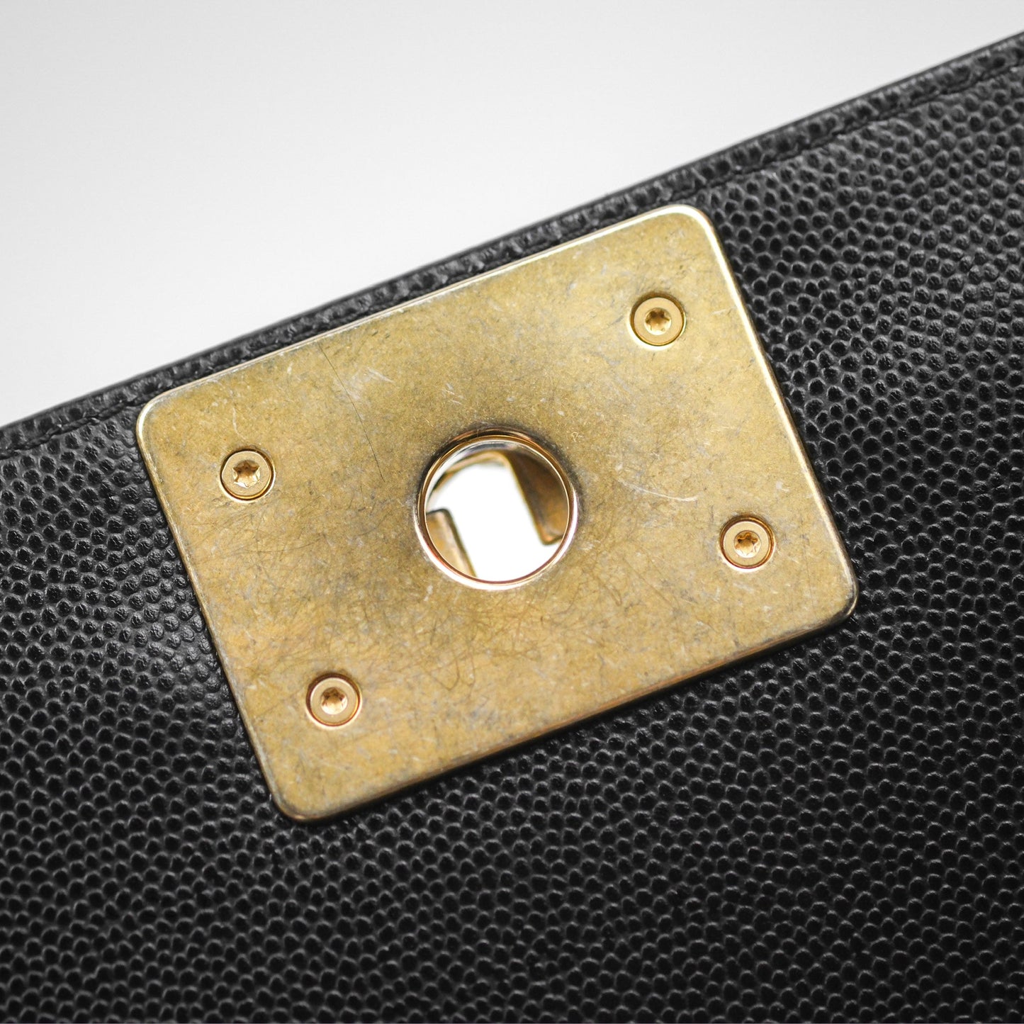 Chanel Quilted Medium Boy Black Caviar Aged Gold Hardware