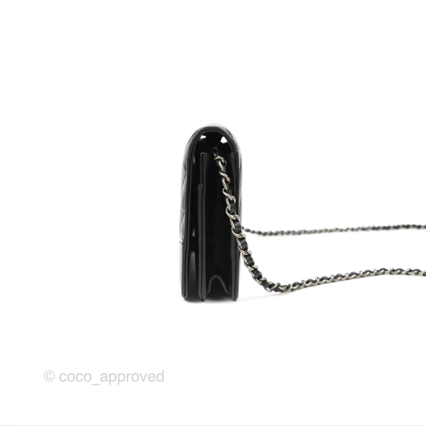 Chanel Chevron Wallet on Chain WOC Black Calfskin Gold Hardware