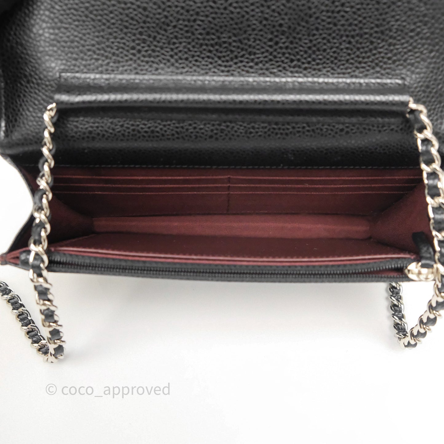 Chanel Classic Wallet On Chain WOC Quilted Black Caviar Silver Hardware