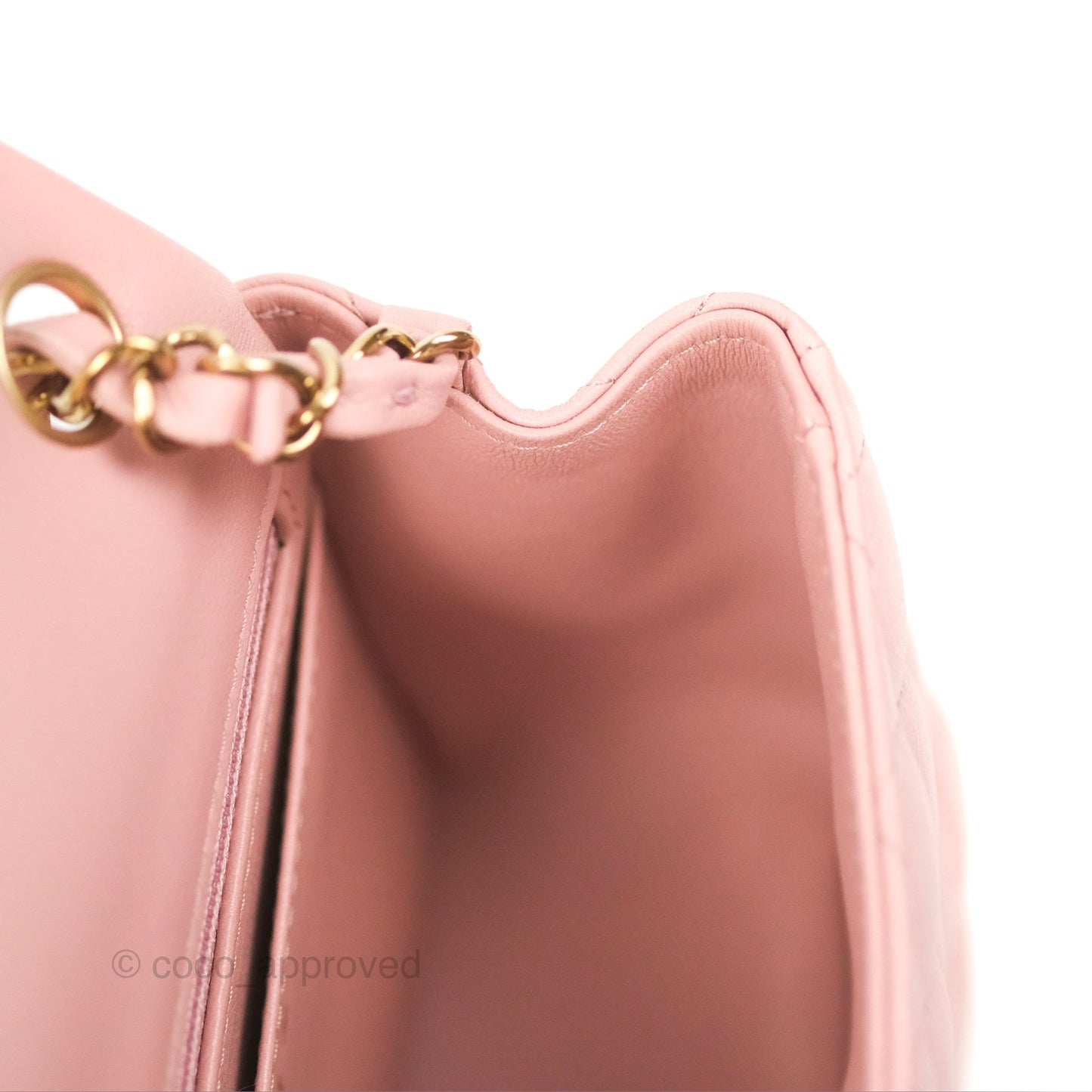 Chanel Quilted Mini Square Flap Pink Lambskin Gold Hardware