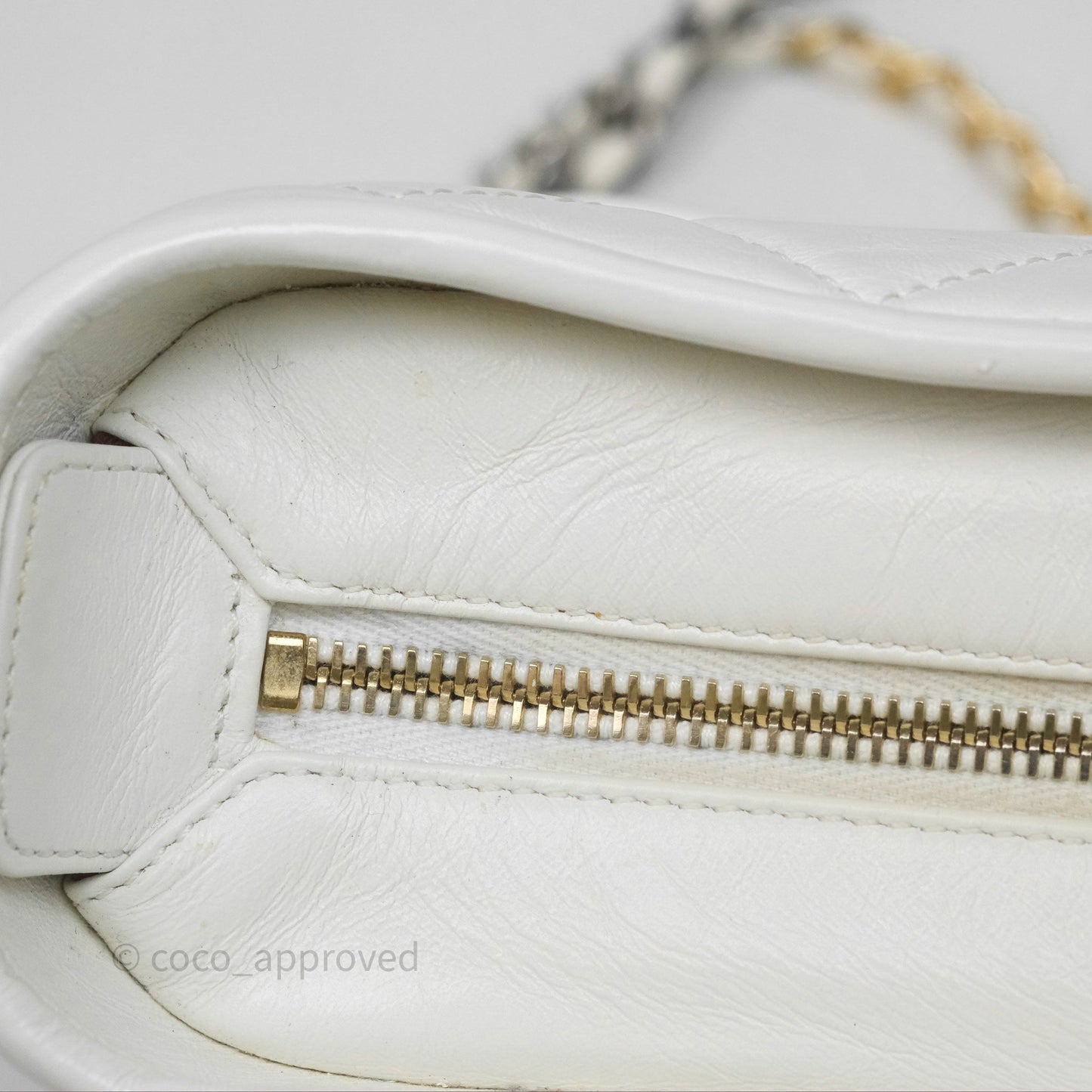 Chanel Small Gabrielle Hobo Quilted White Aged Calfskin