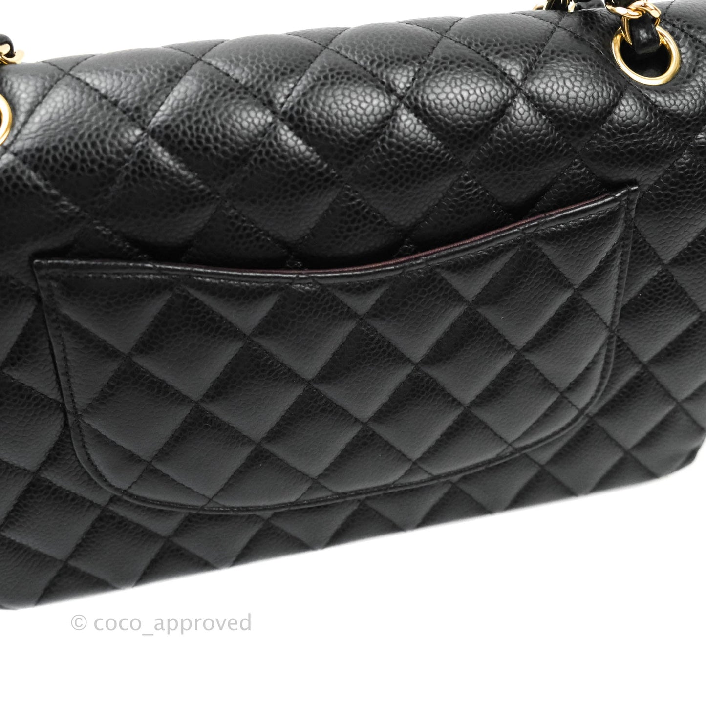 Chanel Quilted M/L Medium Double Flap Black Caviar Gold Hardware