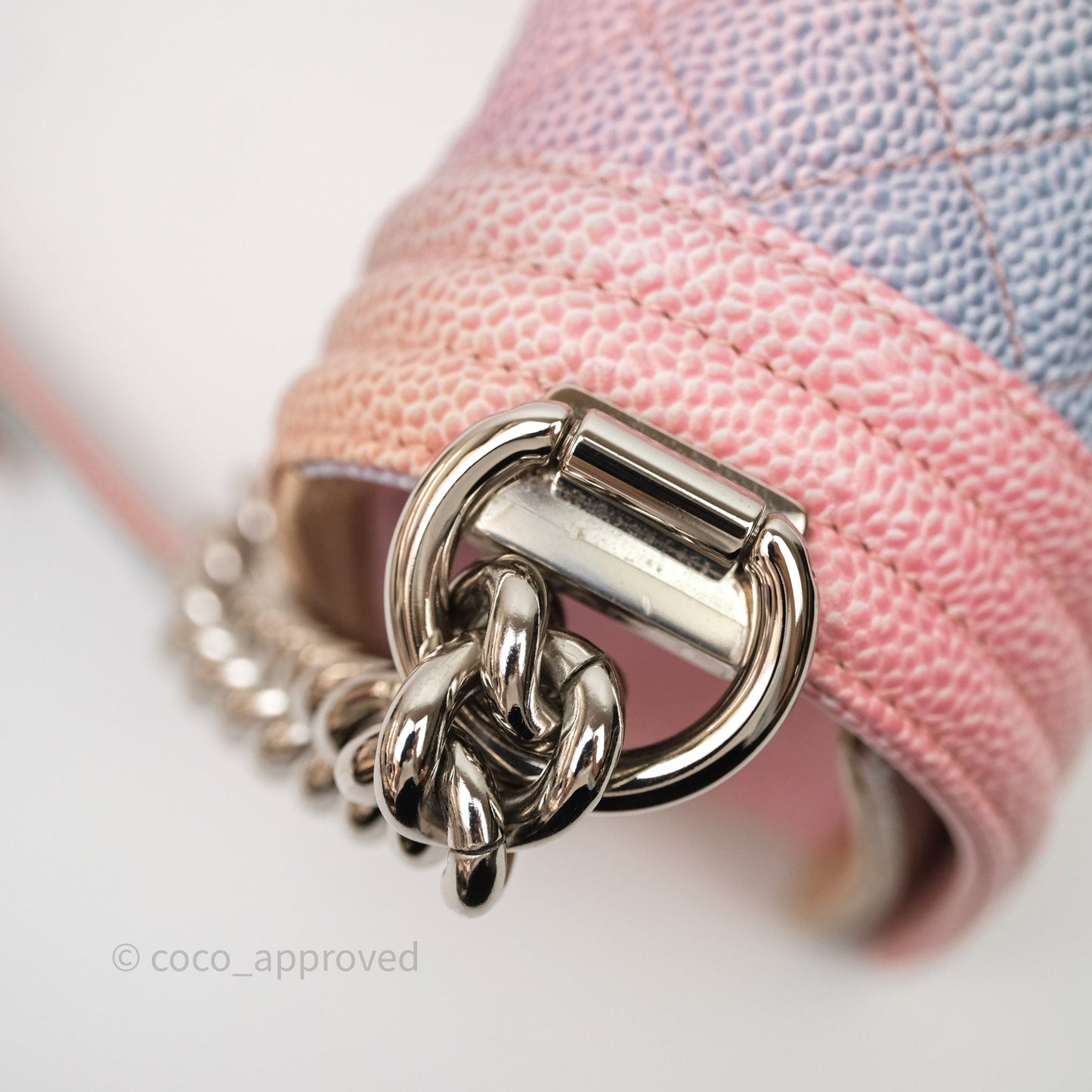 Chanel Medium Boy Quilted Rainbow Caviar Silver Hardware