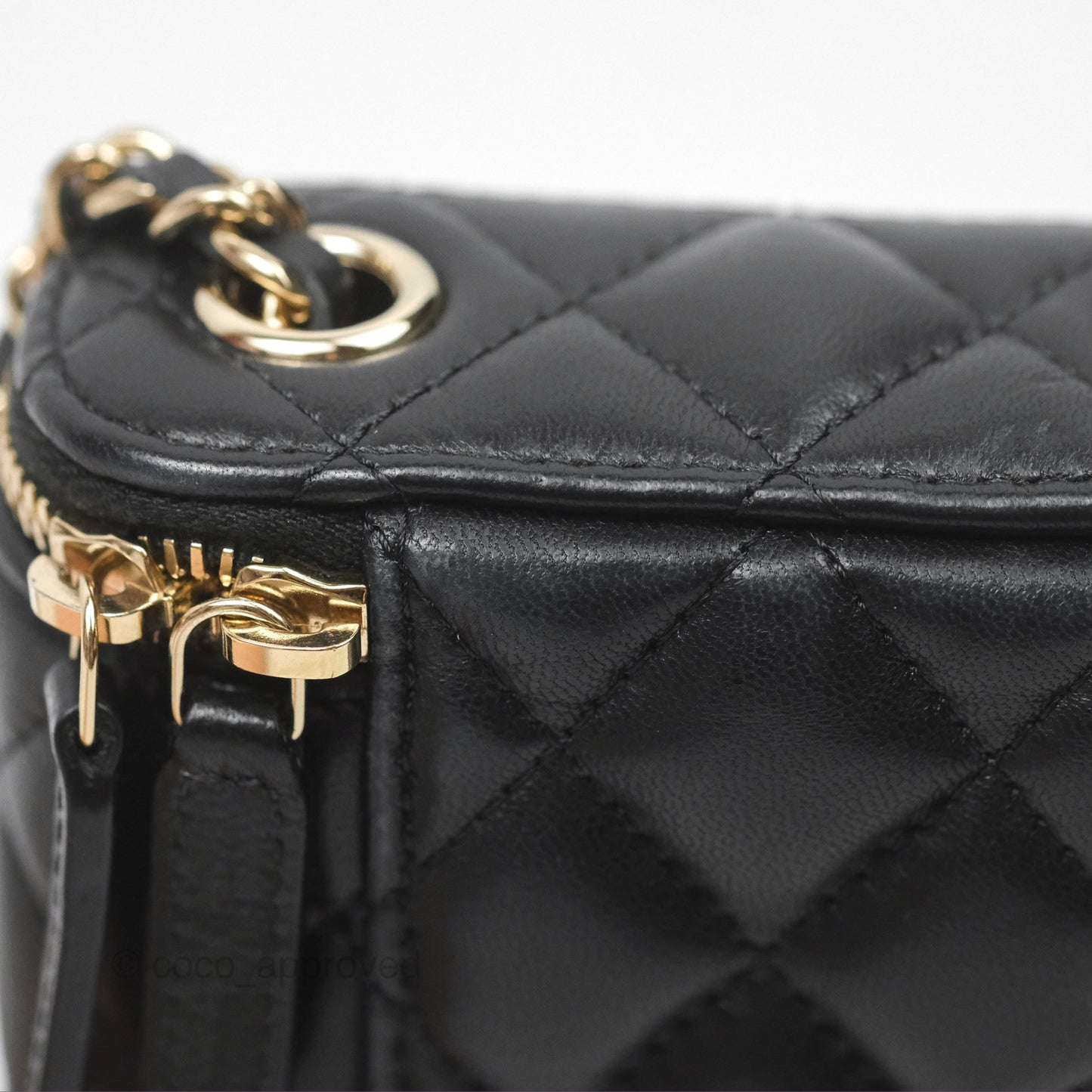 Chanel Classic Mini Vanity With Chain Black Lambskin Gold Hardware