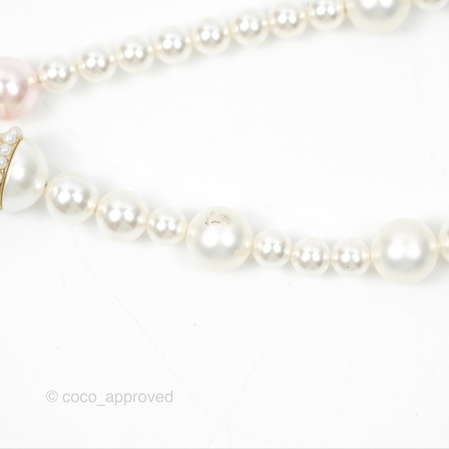 Chanel CC Pearl Double Necklace Gold Tone 17K