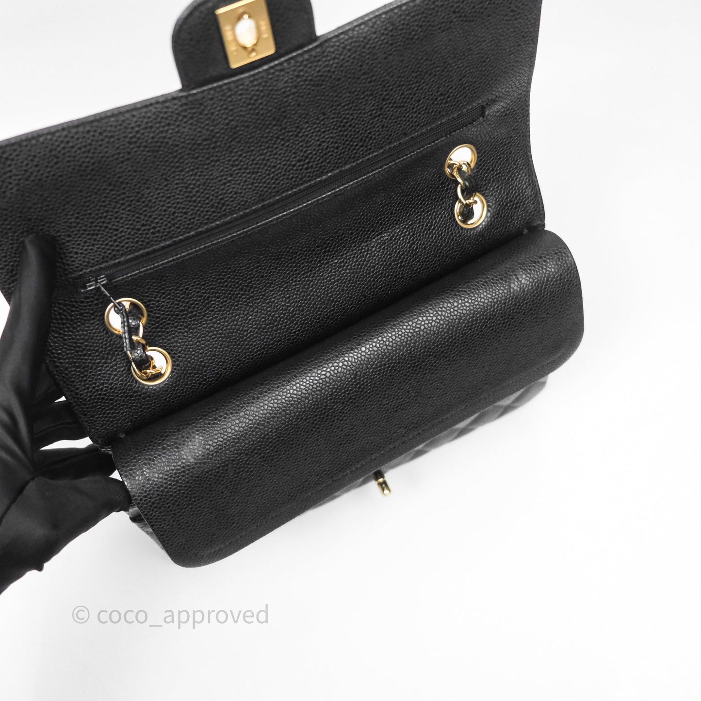 Chanel Classic Medium Flap Quilted Black Caviar Gold Hardware