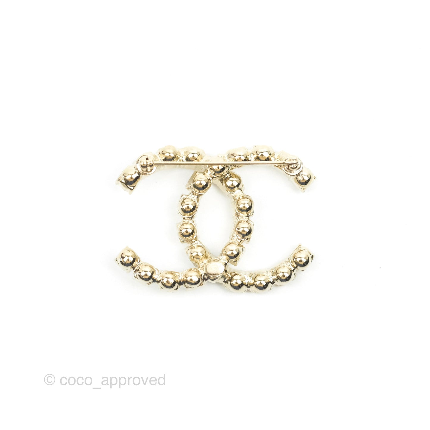 Chanel CC Crystal Brooch Gold Tone 20P