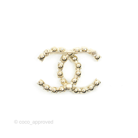 Chanel CC Crystal Brooch Gold Tone 20P