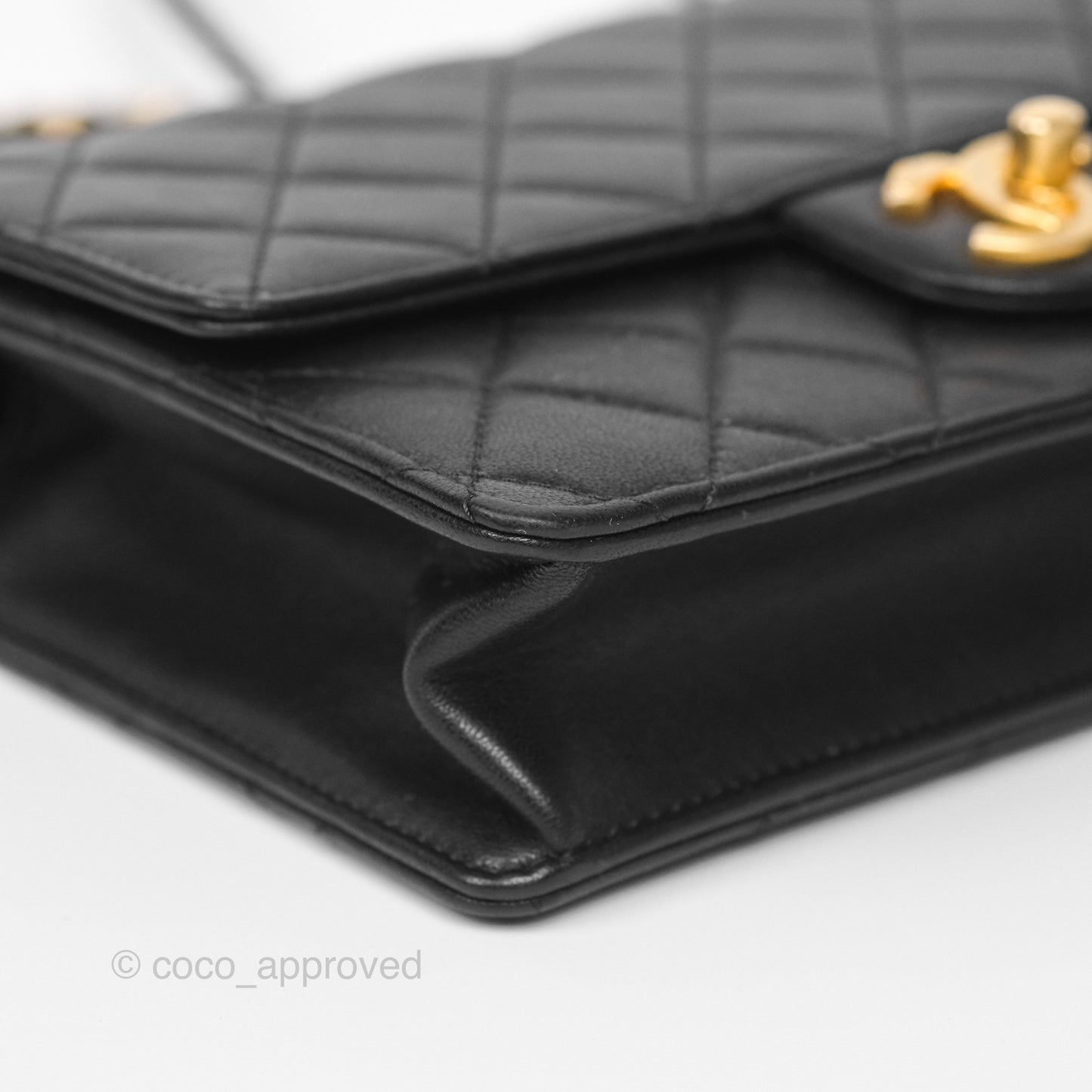 Chanel Small Chic Pearls Flap Quilted Black Goatskin Aged Gold Hardware