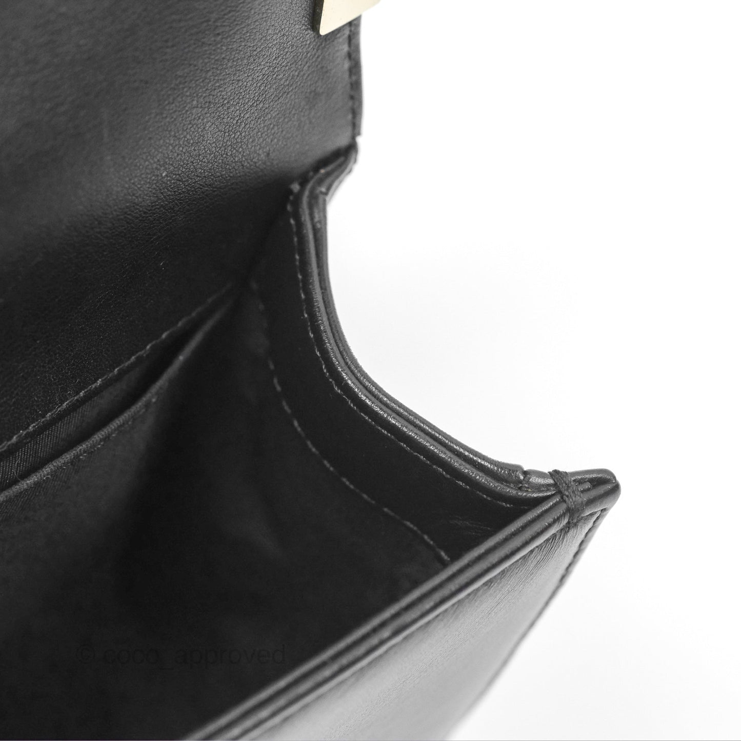 Chanel Chevron Small Boy Black Calfskin Gold Hardware