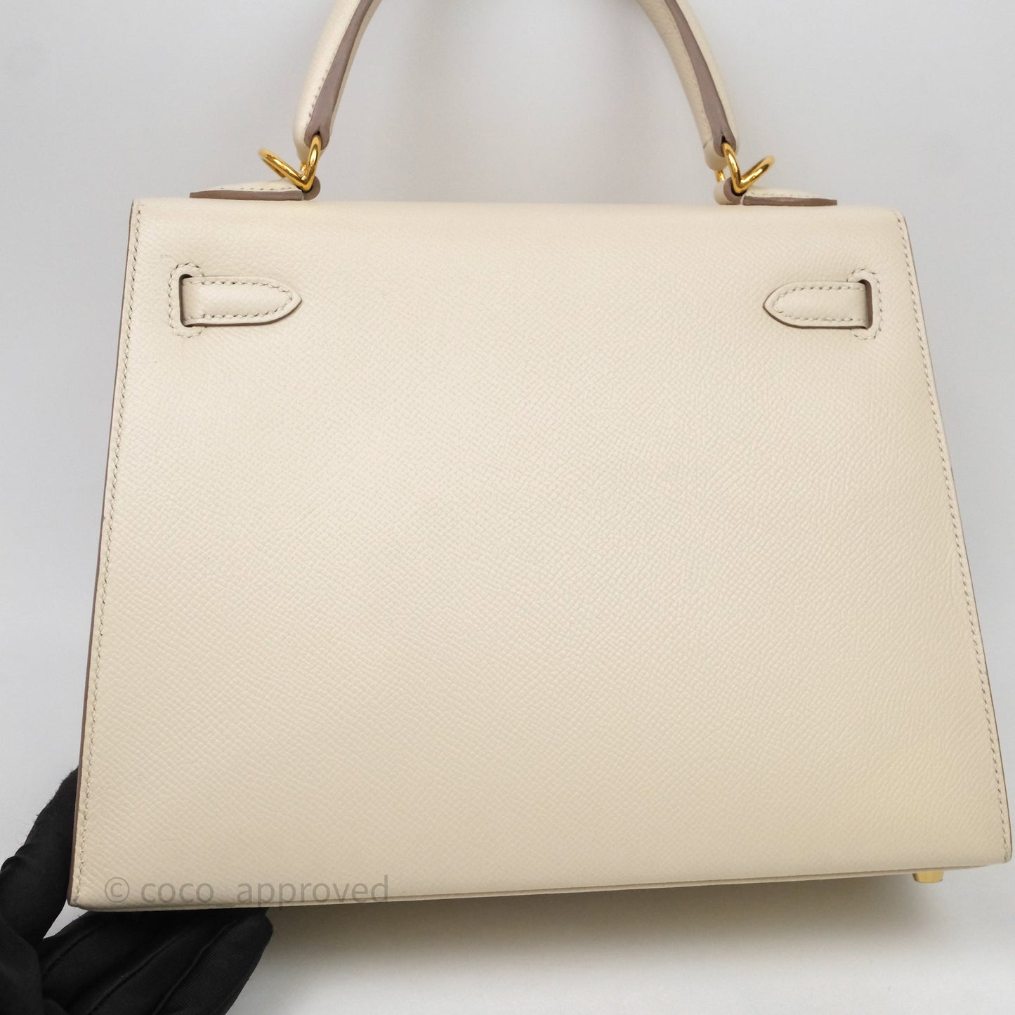 Hermes Kelly 25 Craie Epsom Gold Hardware