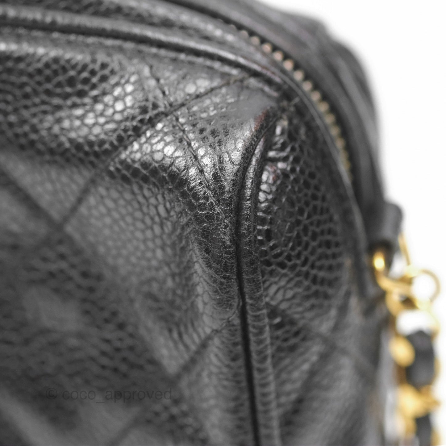 Chanel Vintage Camera Bag Black Caviar Gold Hardware