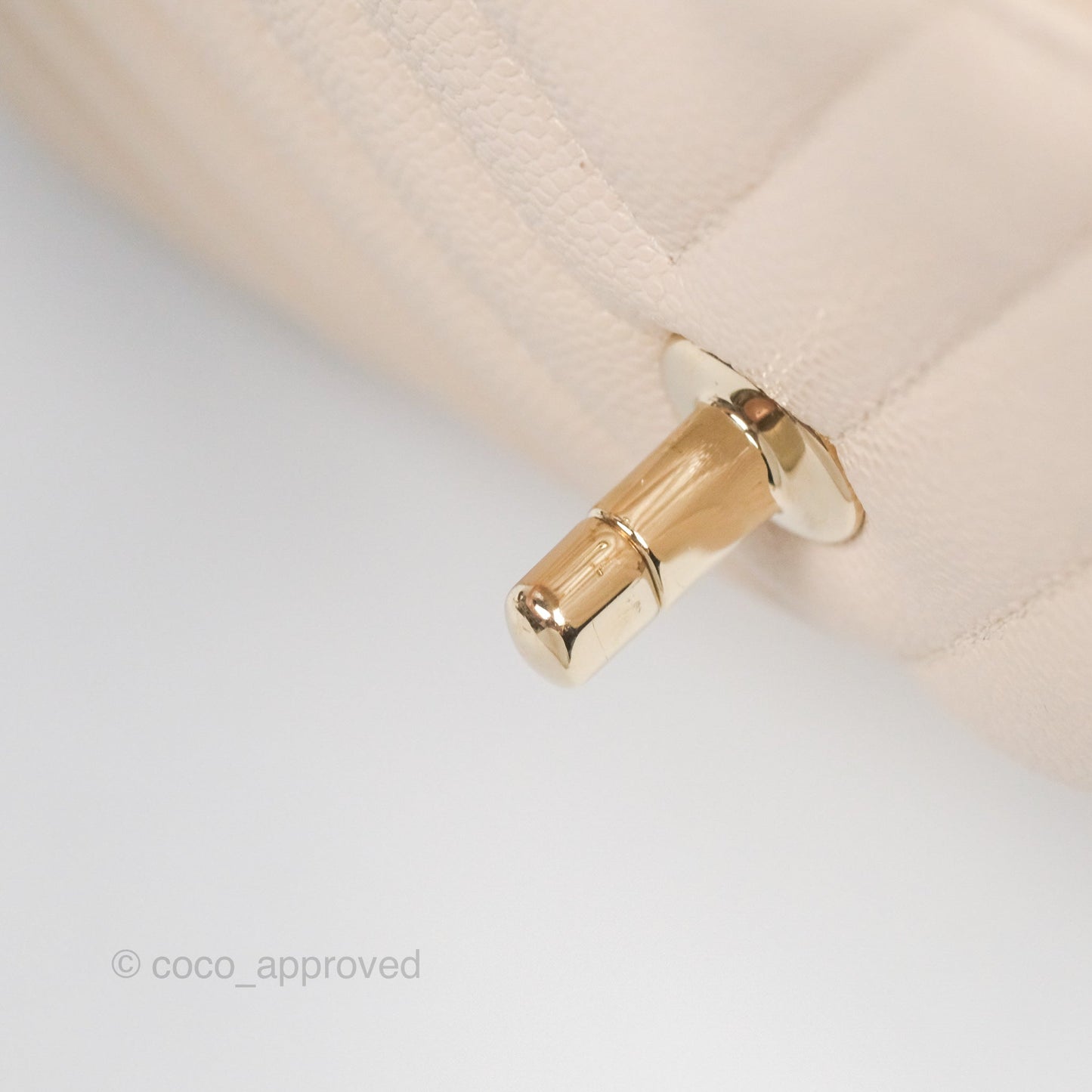 Chanel Classic M/L Medium Double Flap Chevron Light Beige Caviar Gold Hardware 20B