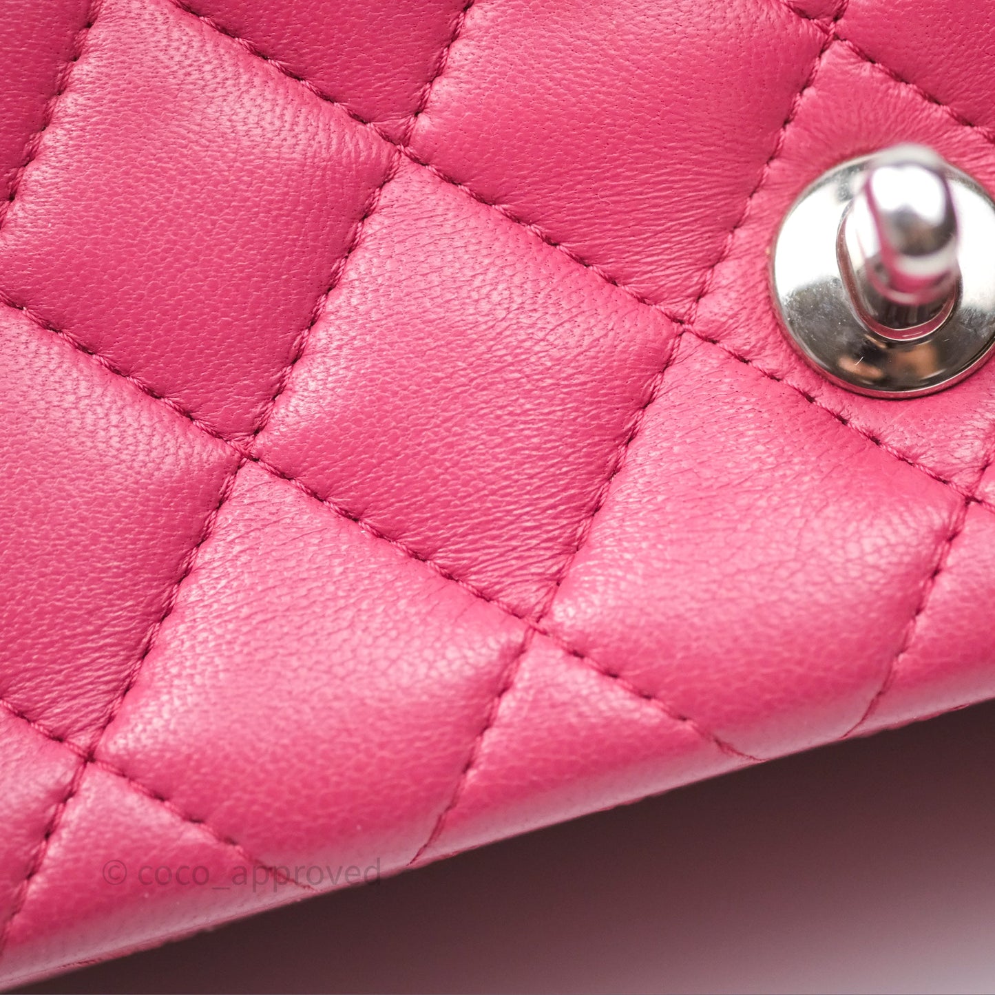 Chanel Quilted Mini Rectangular Flap Dark Pink Lambskin Silver Hardware