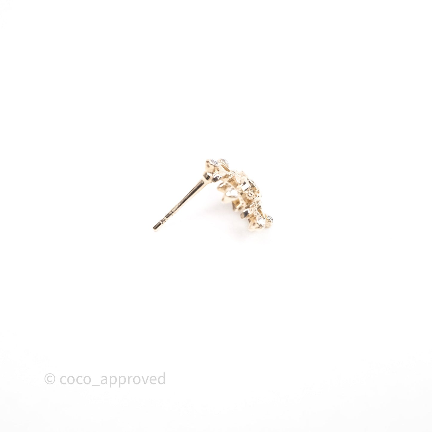 Chanel Crystals Snowflake CC Earrings Gold Tone 19B