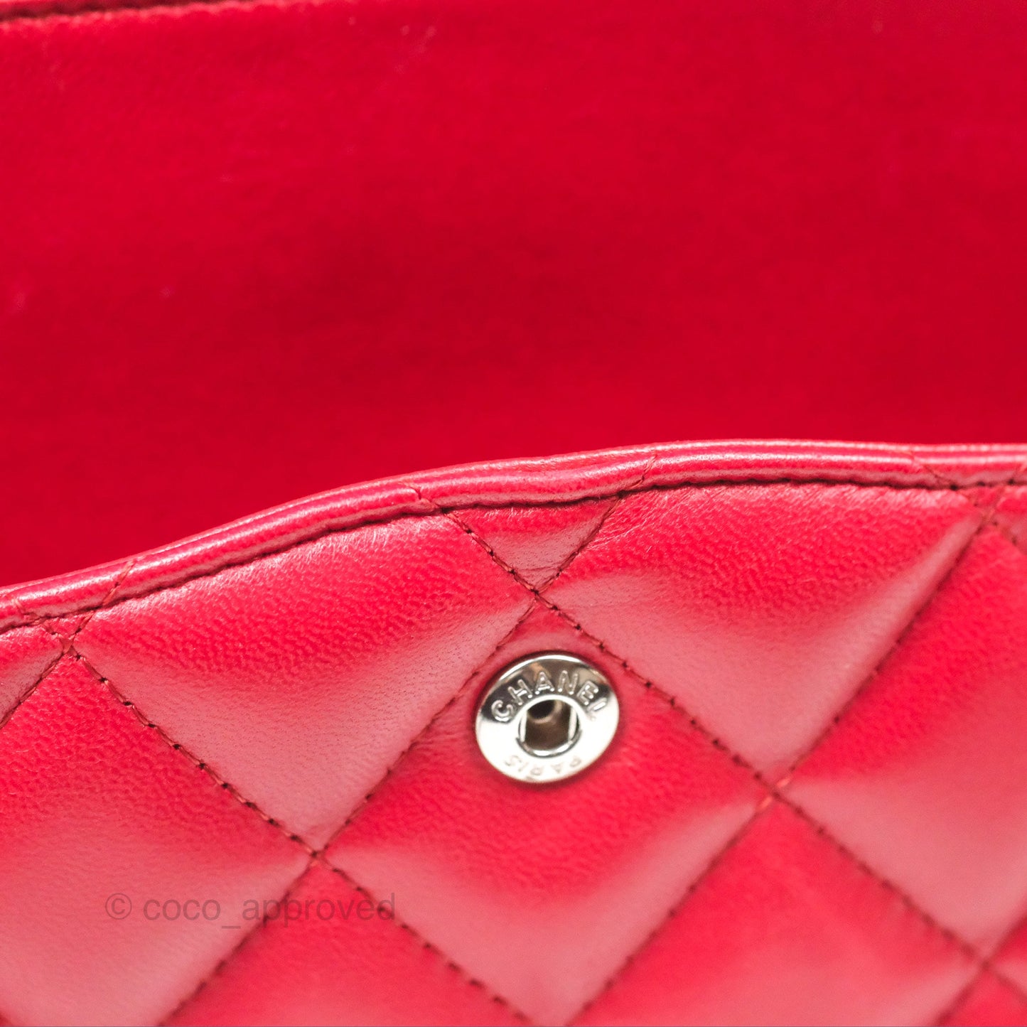 Chanel Jumbo Double Flap Red Lambskin Silver Hardware