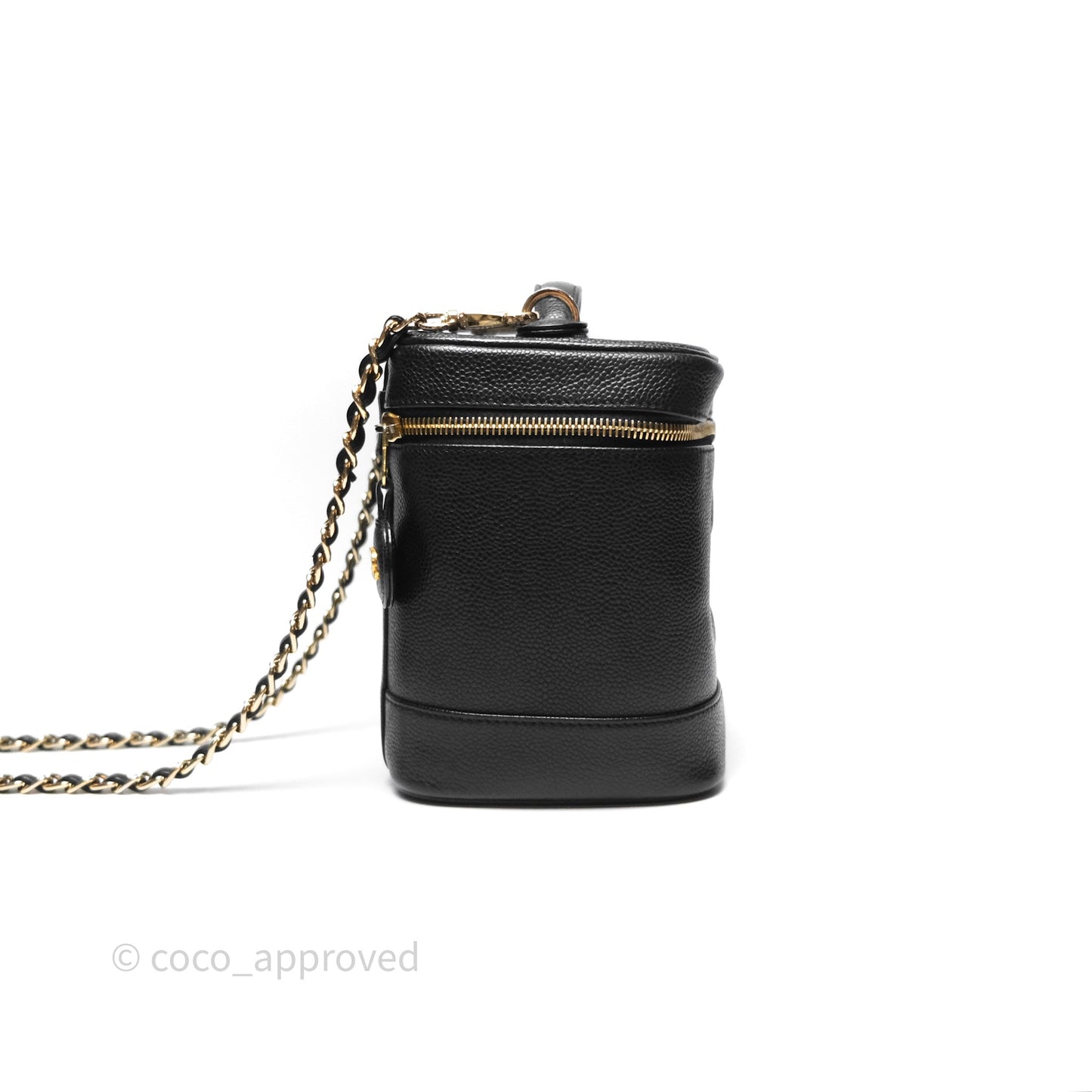Chanel Vintage Vanity Case Black Caviar Gold Hardware