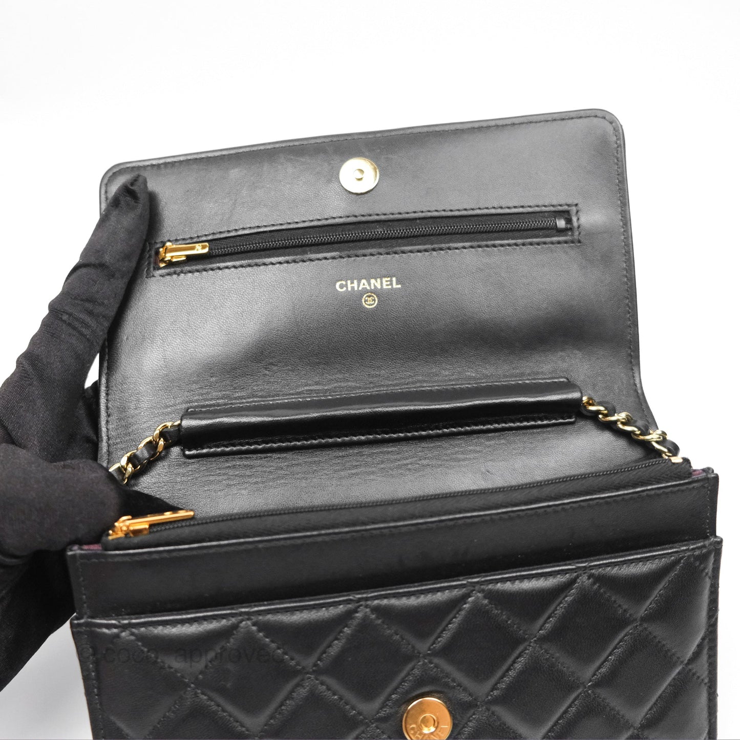 Chanel Quilted Classic WOC Black Lambskin Gold Hardware