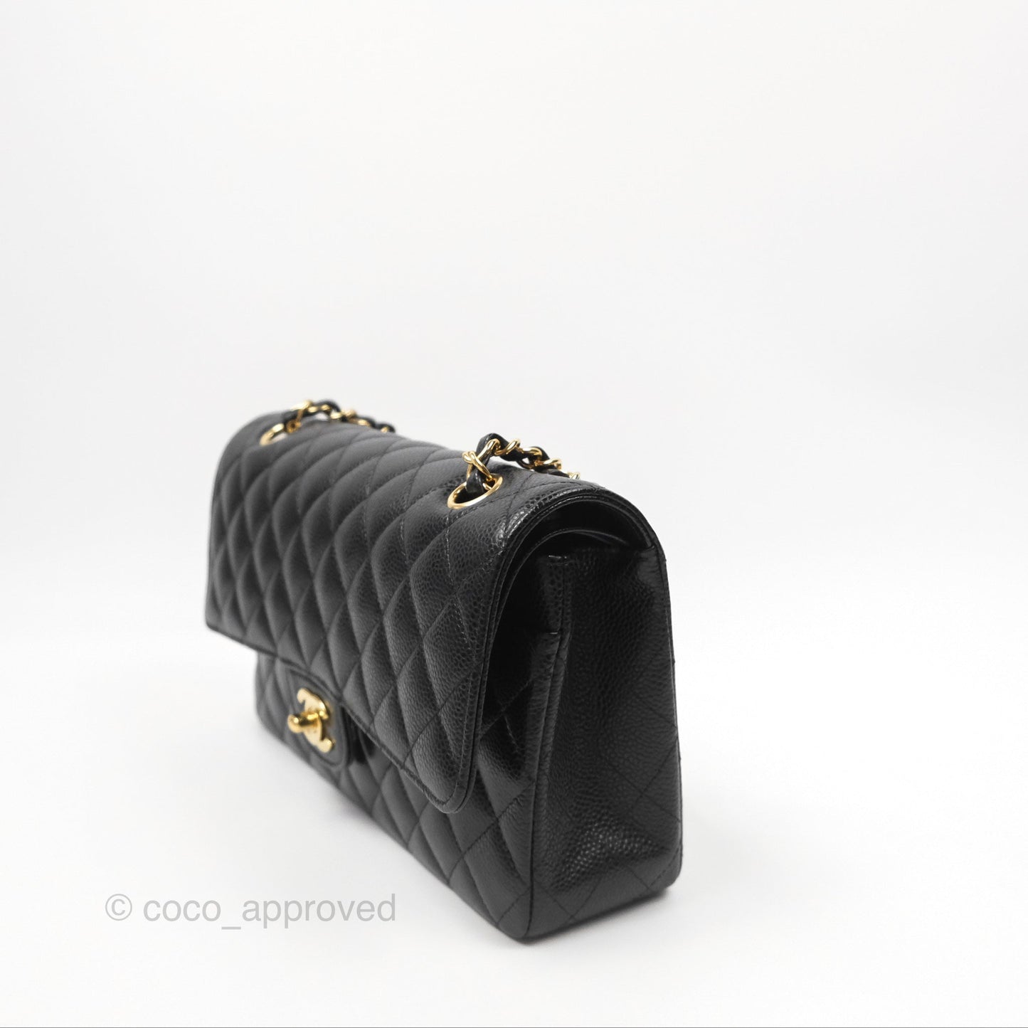 Chanel Classic M/L Medium Flap Quilted Black Caviar Gold Hardware