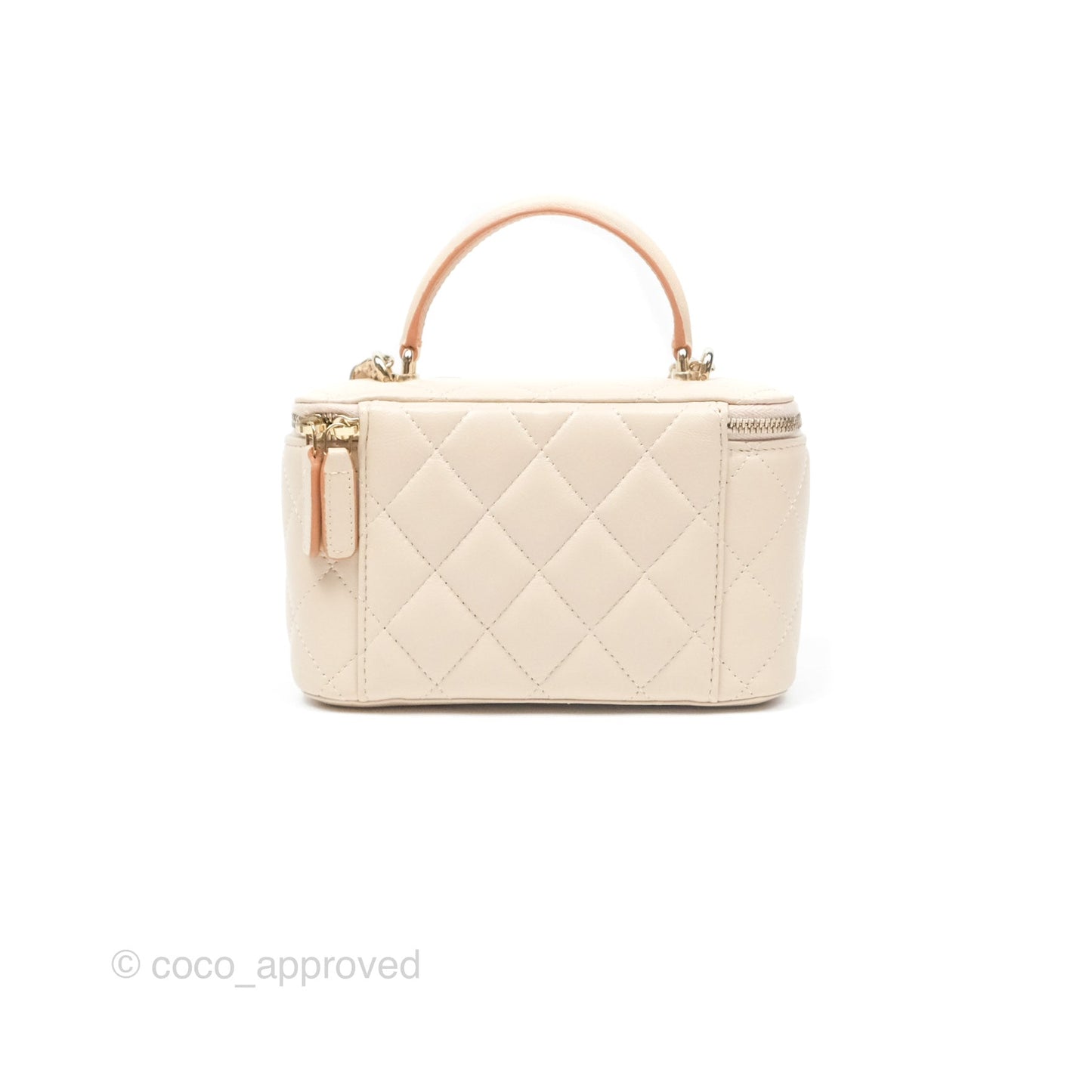 Chanel Vanity Rectangular Top Handle Ecru/Beige Lambskin Gold Hardware 23P