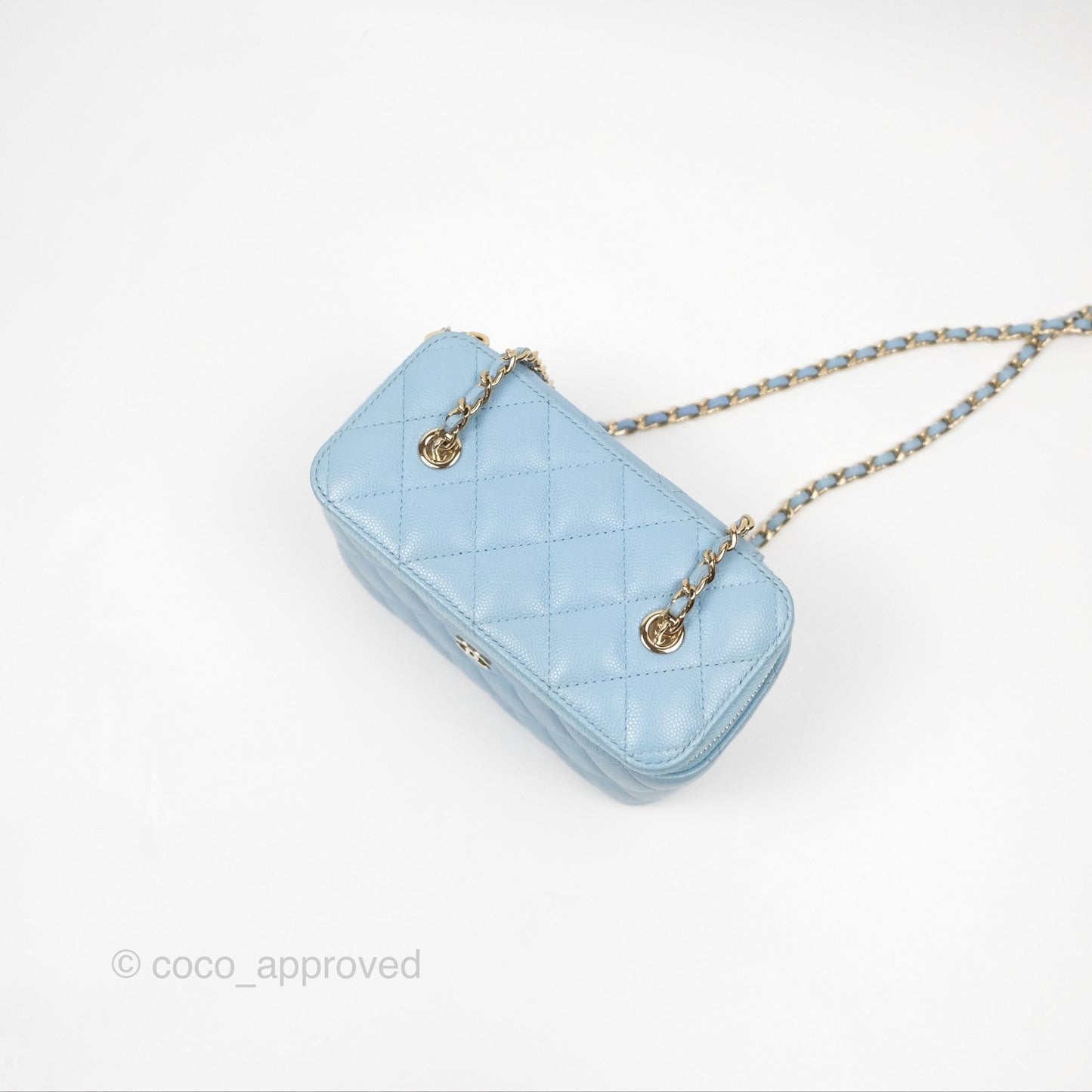 Chanel Classic Vanity With Chain Blue Caviar Gold Hardware