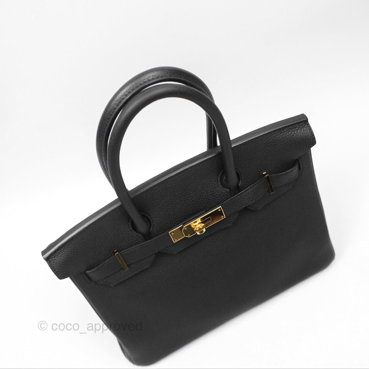Hermès Birkin 30 Retourne Black Noir 89 Togo Gold Hardware
