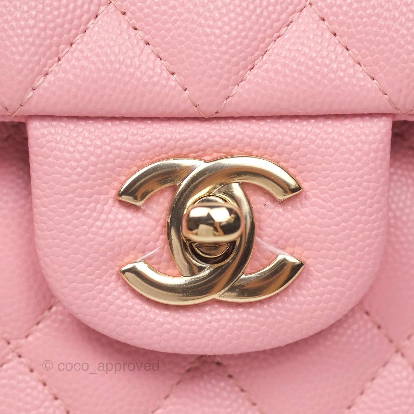 Chanel Small Classic Flap Quilted Sakura Pink Caviar Gold Hardware 22C